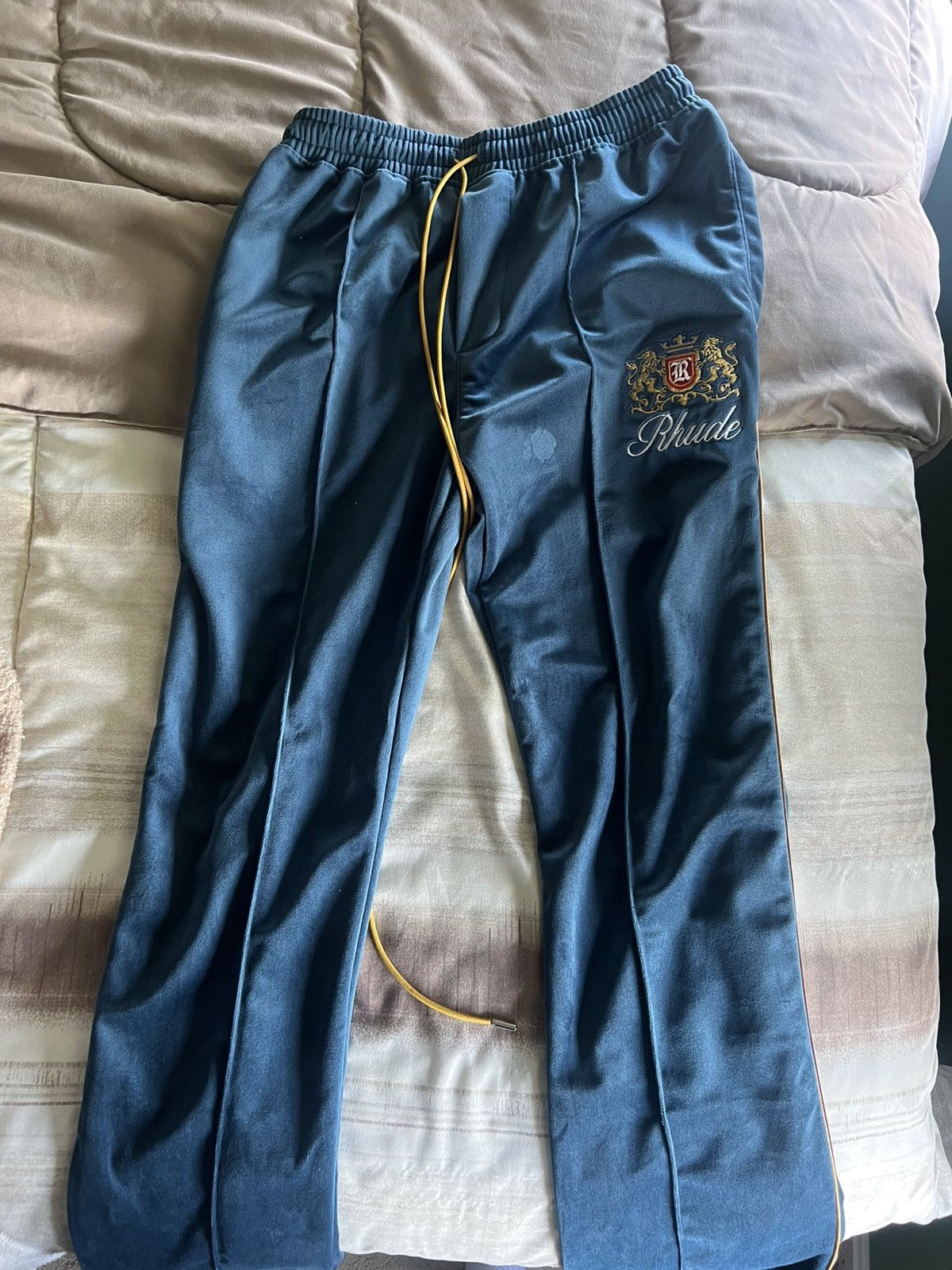 image of Rhude Velour Lounge Pants in Blue, Men's (Size 28)