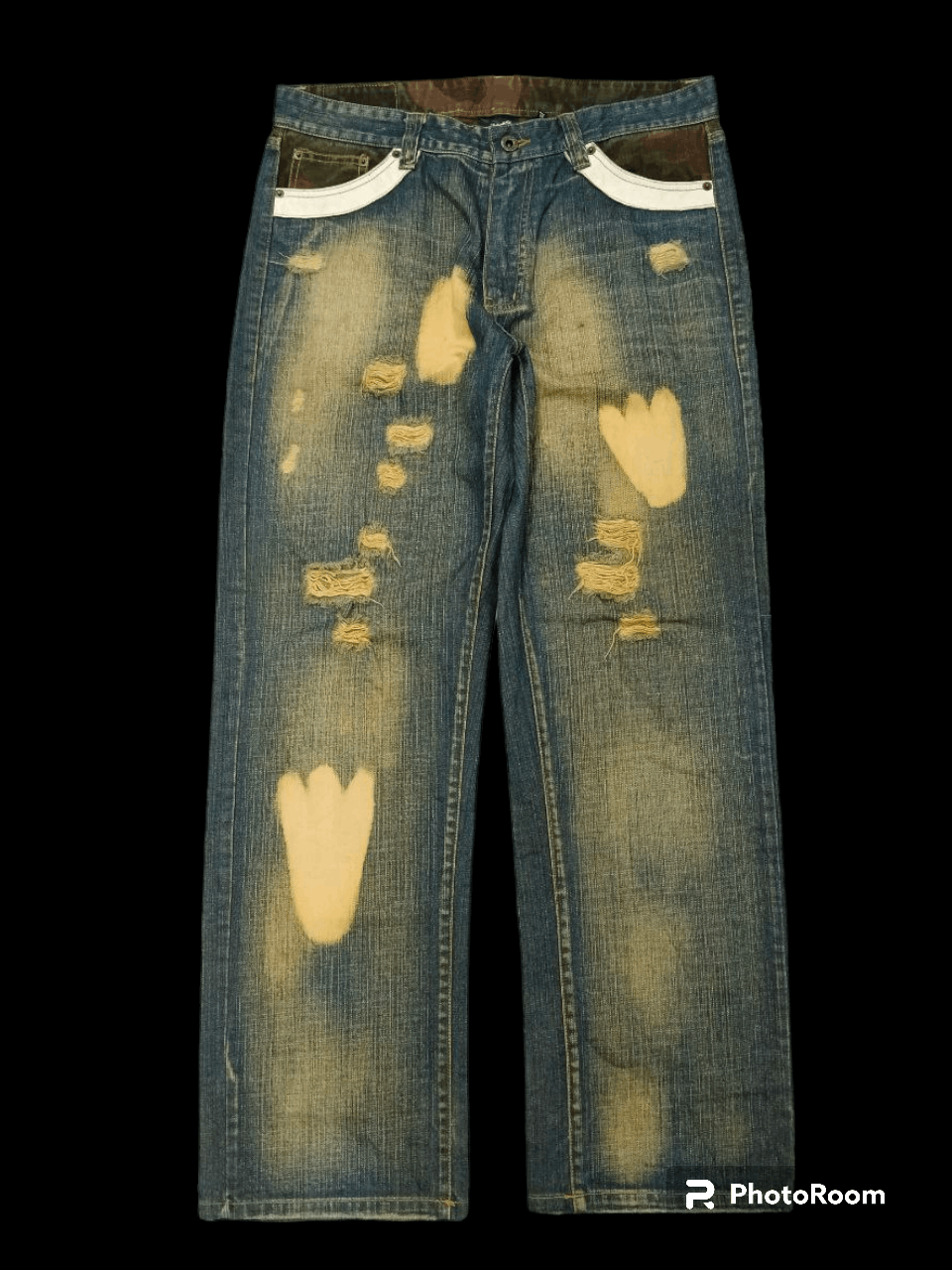 image of Distressed Denim x Hype Sickc Rusty Riped Made By Avenue Denim Pants in Blue Rusty Distressed (Size