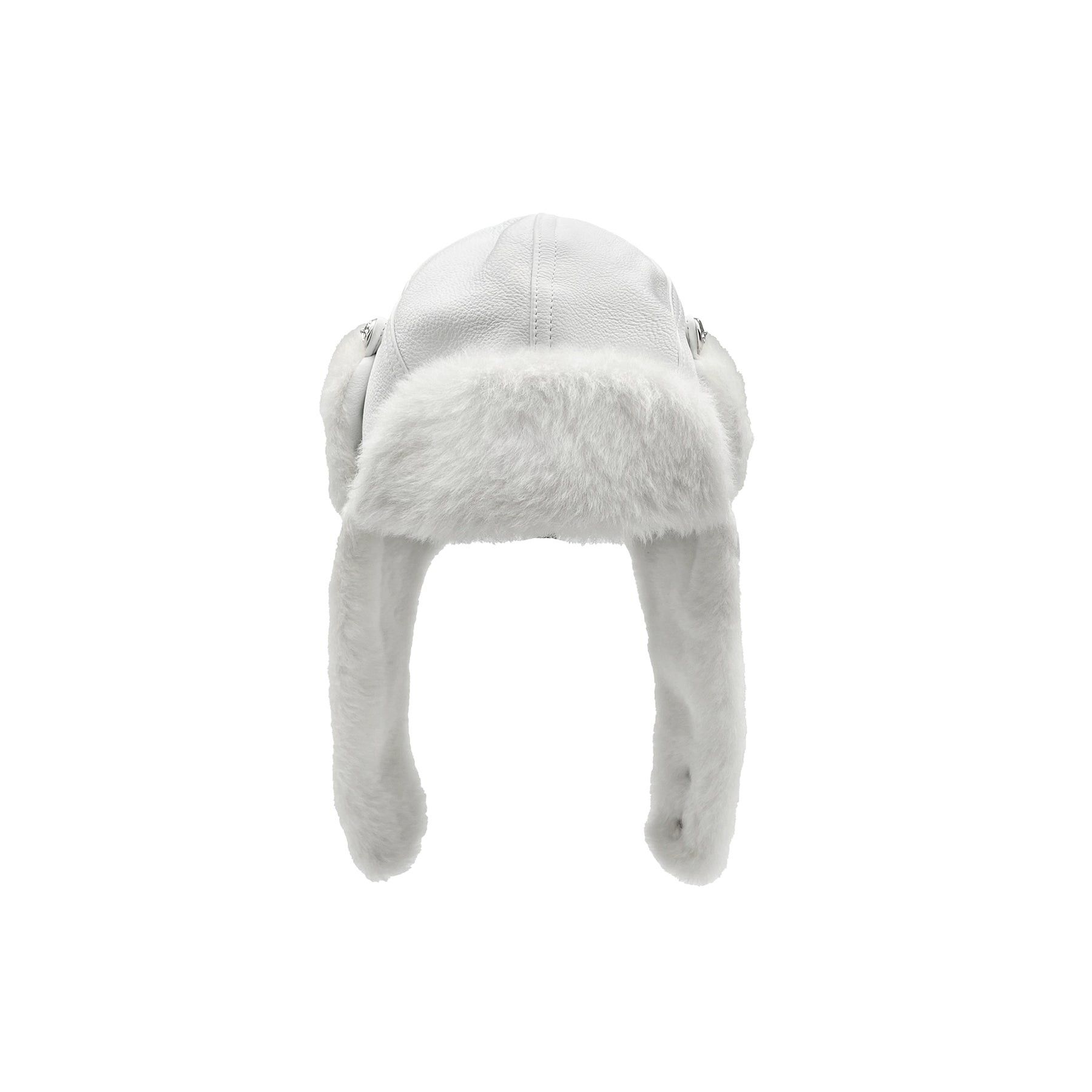 Chrome Hearts Chrome Hearts Silver Button White Fur Hat With Ear Flaps Size ONE SIZE - 1 Thumbnail