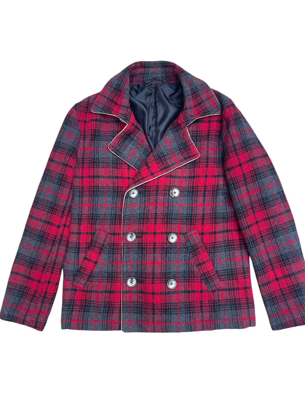Japanese Brand Semantic Design Vintage Plaid Double Breasted Jacket Size US S / EU 44-46 / 1 - 1 Thumbnail