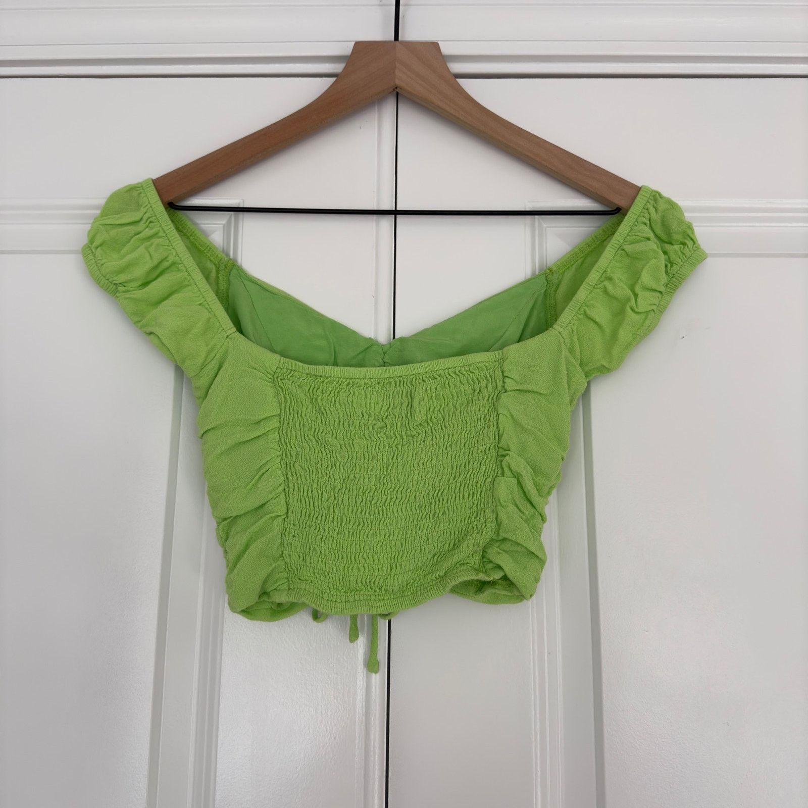 PRINCESS POLLY Princess Polly Darshan Top Lime cropped cinched ruched front Size XS / US 0-2 / IT 36-38 - 3 Thumbnail