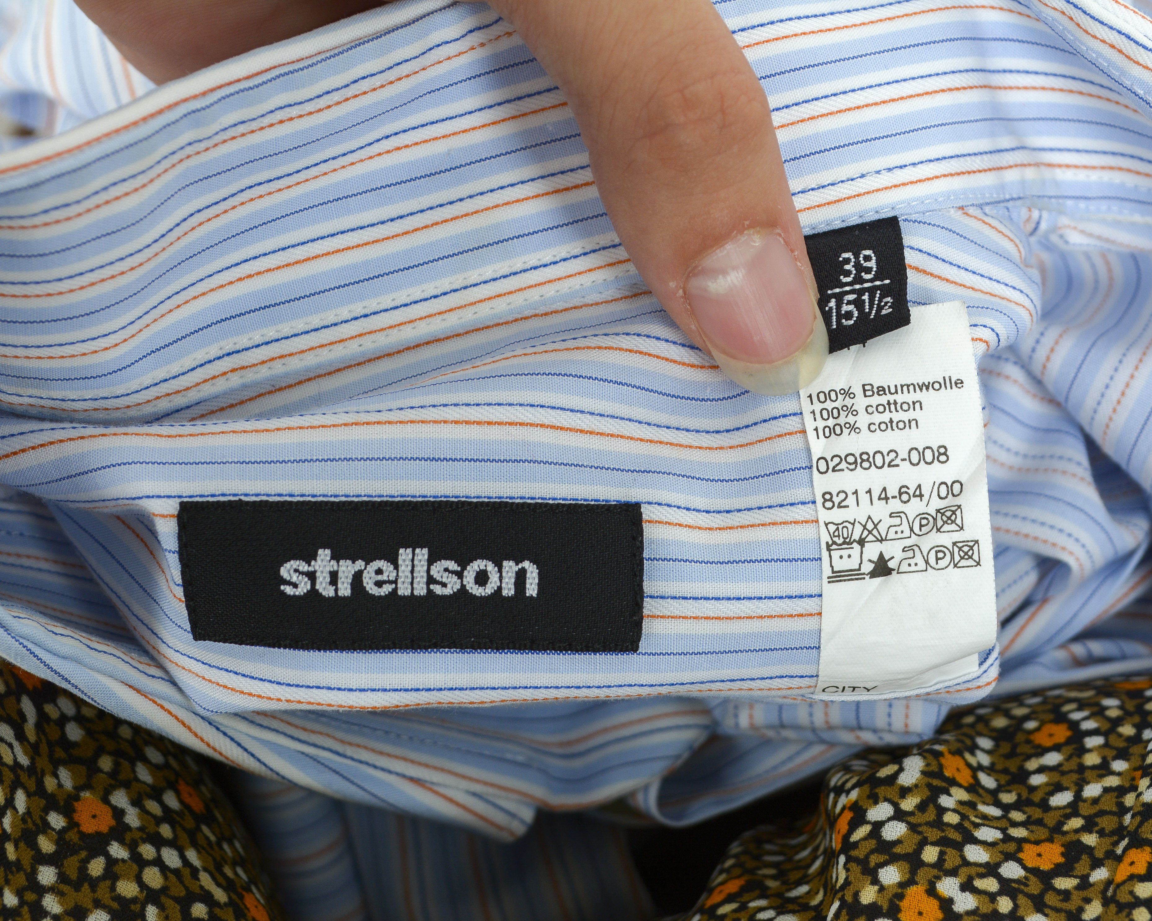 Strellson Formal Blue Mens Shirt 15.5" Size S Casual Single Cuffs Size 38R - 6 Thumbnail