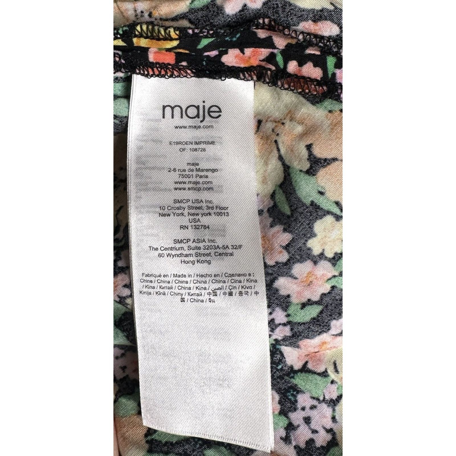 Maje Maje Roen Black Floral Faux Wrap Midi Dress Sz 1 Small $415 Size S / US 4 / IT 40 - 9 Thumbnail