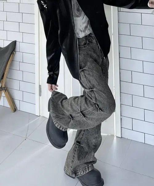 VIBE Y2k Cargo Flared Stack Jeans Wide Leg Bootcut Stacked Size US 32 / EU 48 - 7 Thumbnail