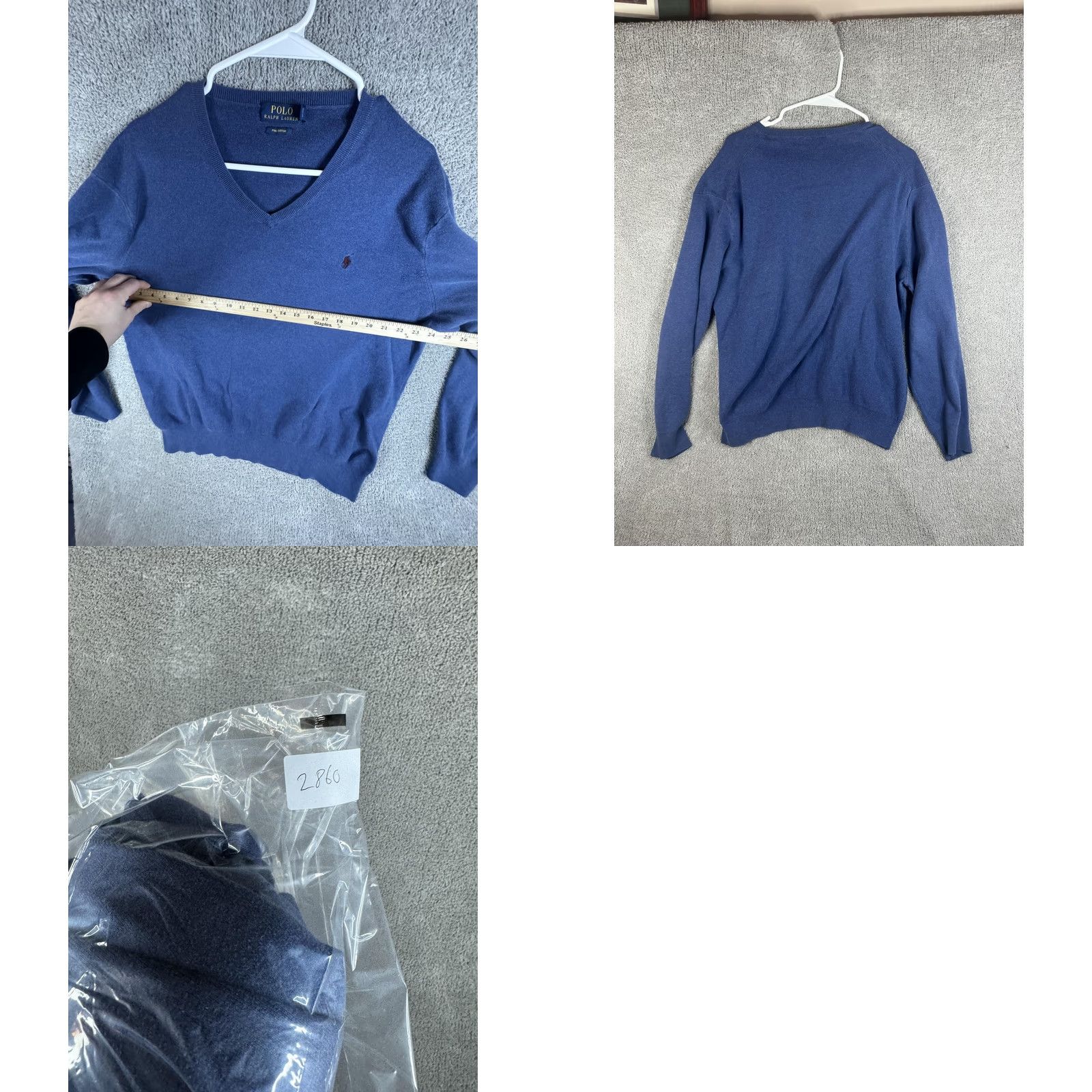 Polo Ralph Lauren Polo Ralph Lauren Sweater Mens XL Blue Pima Cotton Knit V-Neck Pullover Size US XL / EU 56 / 4 - 8 Thumbnail
