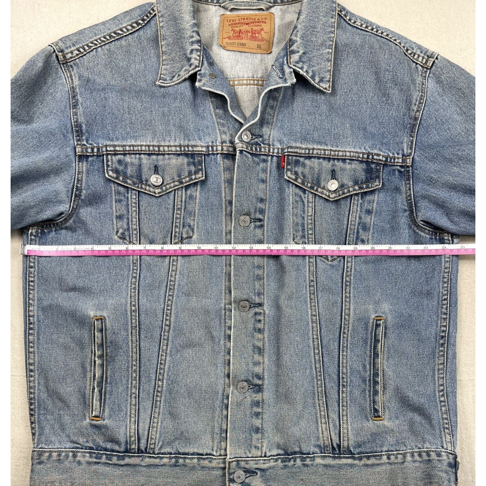 Levi's VINTAGE Levi's Trucker Jacket Men XL Blue Denim 90s USA Western Pockets Mens Size US 36 / EU 52 - 5 Thumbnail
