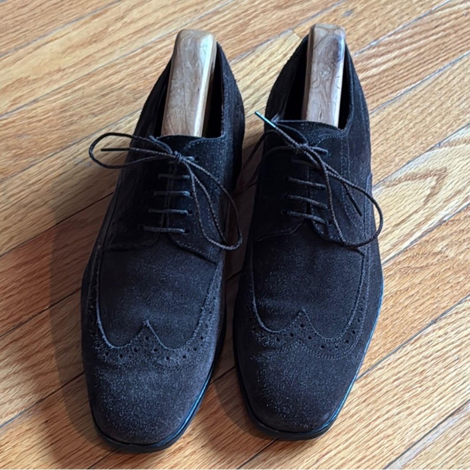 Hugo Boss Hugo Boss Suede Wingtip Oxfords | Chocolate Brown Size US 7 / EU 40 - 1 Thumbnail