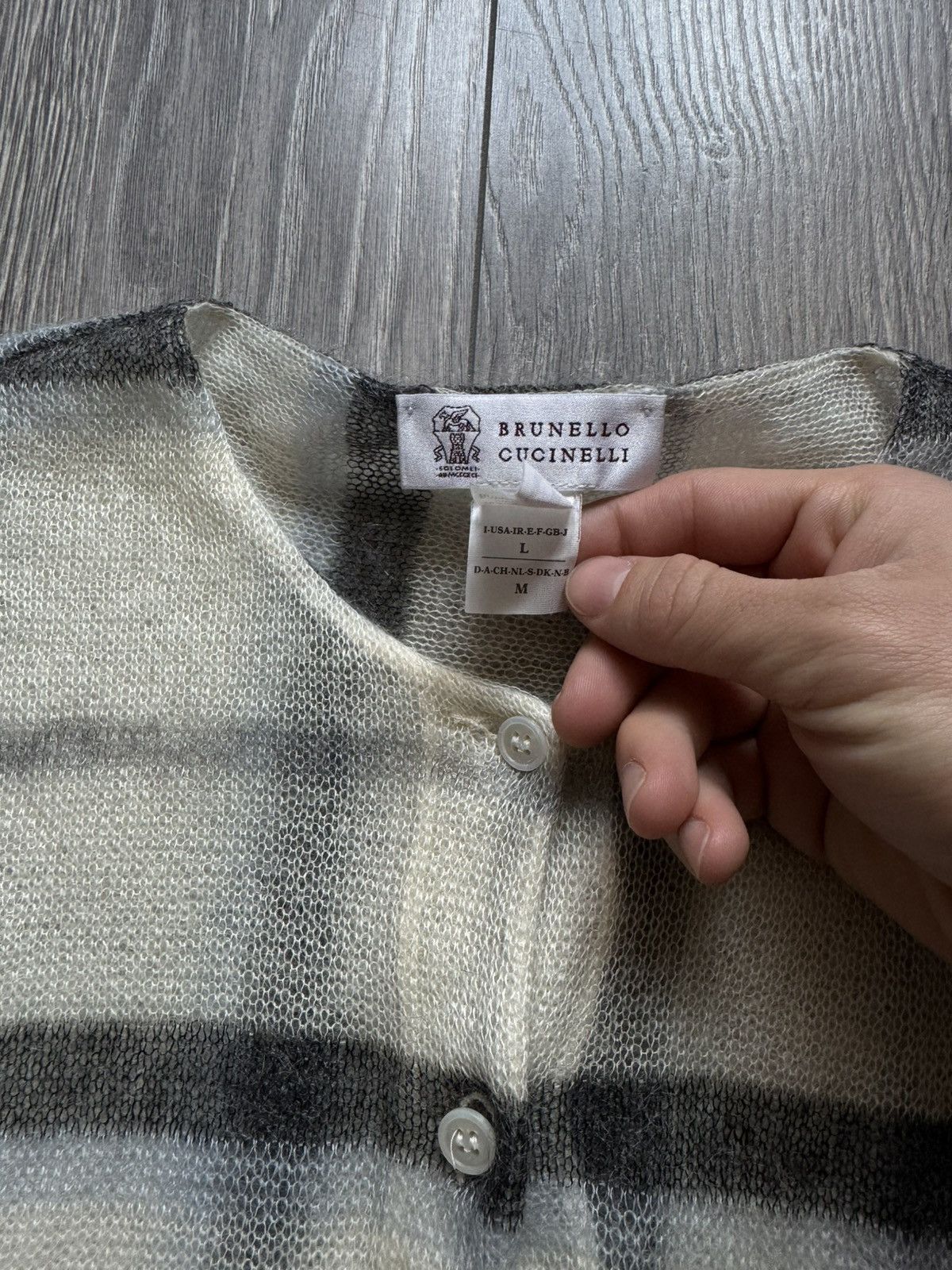 Brunello Cucinelli Brunello Cucinelli Mohair Cashmere blend Checkered Cardigan Size L / US 10 / IT 46 - 7 Thumbnail