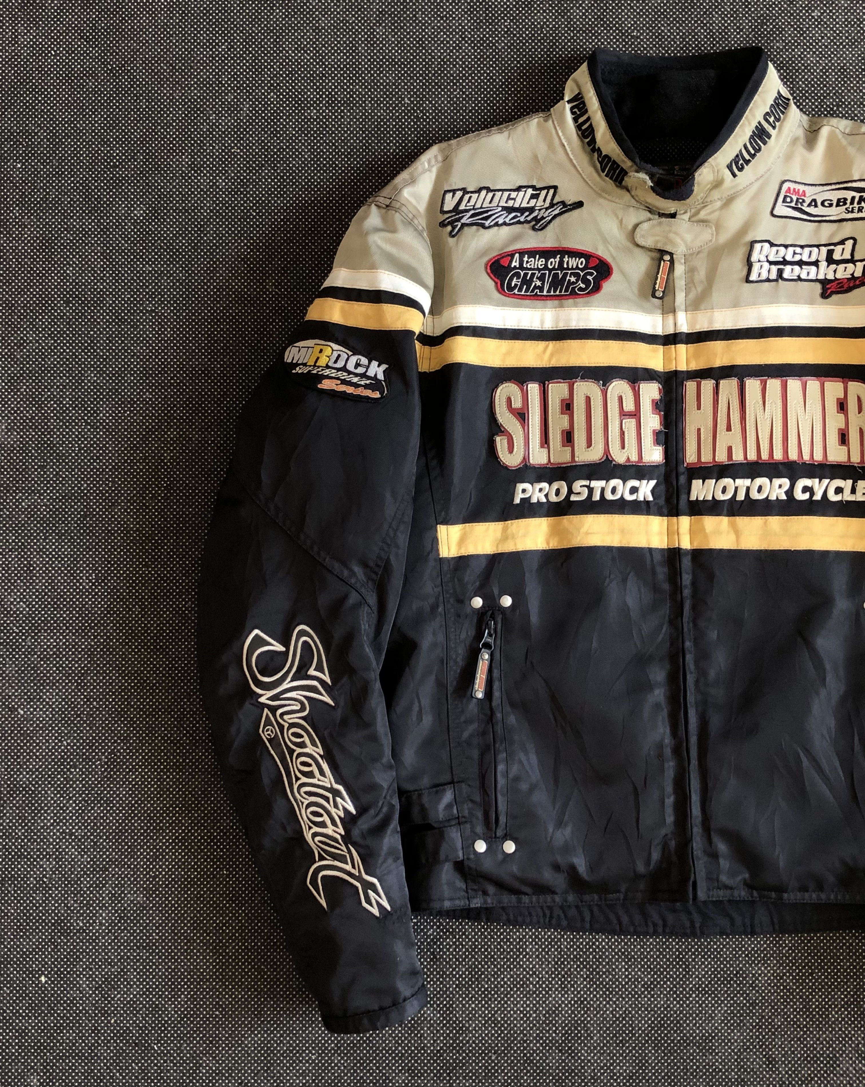 RARE🔥VINTAGE YELLOW CORN SLEDGEHAMMER MOTORSPORT JACKET