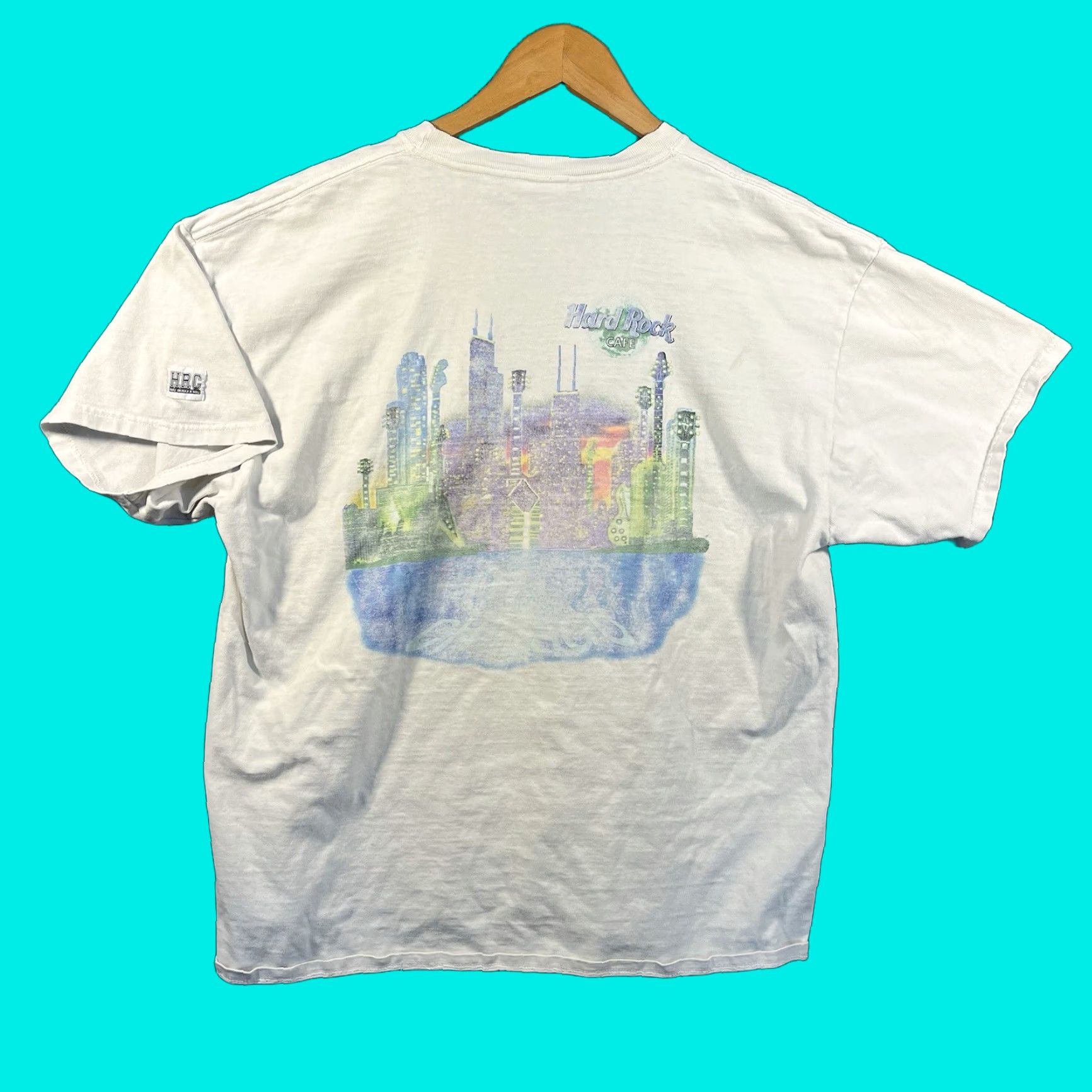 Hard Rock Cafe VINTAGE Hard Rock Cafe Shirt Men Large White 80s Short Sleeve Graphic Chicago L Mens Size US L / EU 52-54 / 3 - 1 Thumbnail