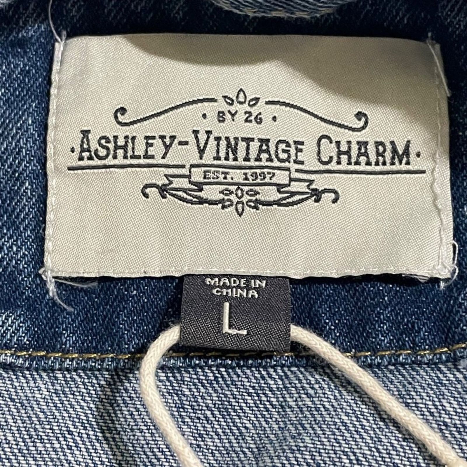 Other Ashley Vintage Charm Distressed Denim Jacket New Large Size L / US 10 / IT 46 - 9 Thumbnail