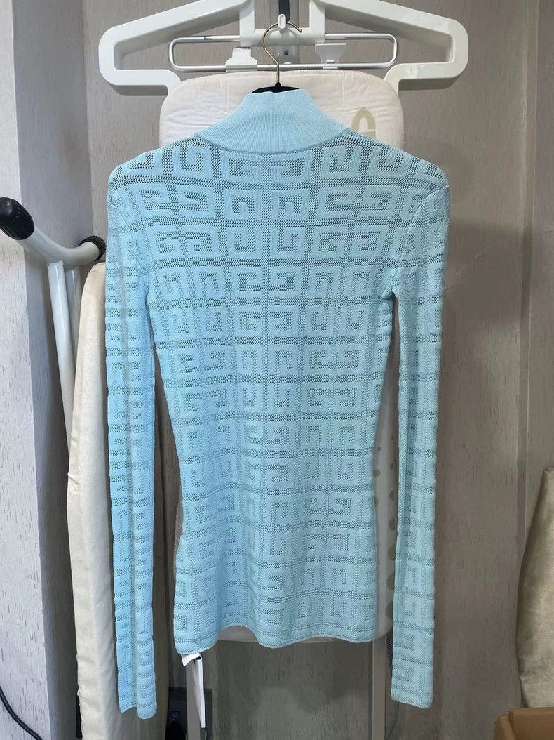 Givenchy Givenchy Light Blue High-Neck Knit Top, Size XS Size US XS / EU 42 / 0 - 2 Thumbnail