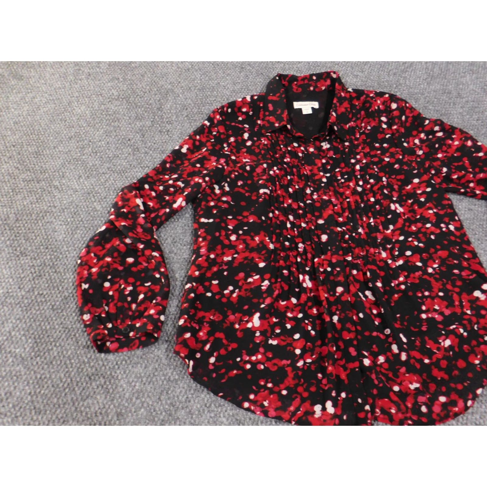 Coldwater Creek Coldwater Creek Shirt Womens Large Black Red Pintuck Button Front Long Sleeve Shirt Size L / US 10 / IT 46 - 4 Thumbnail