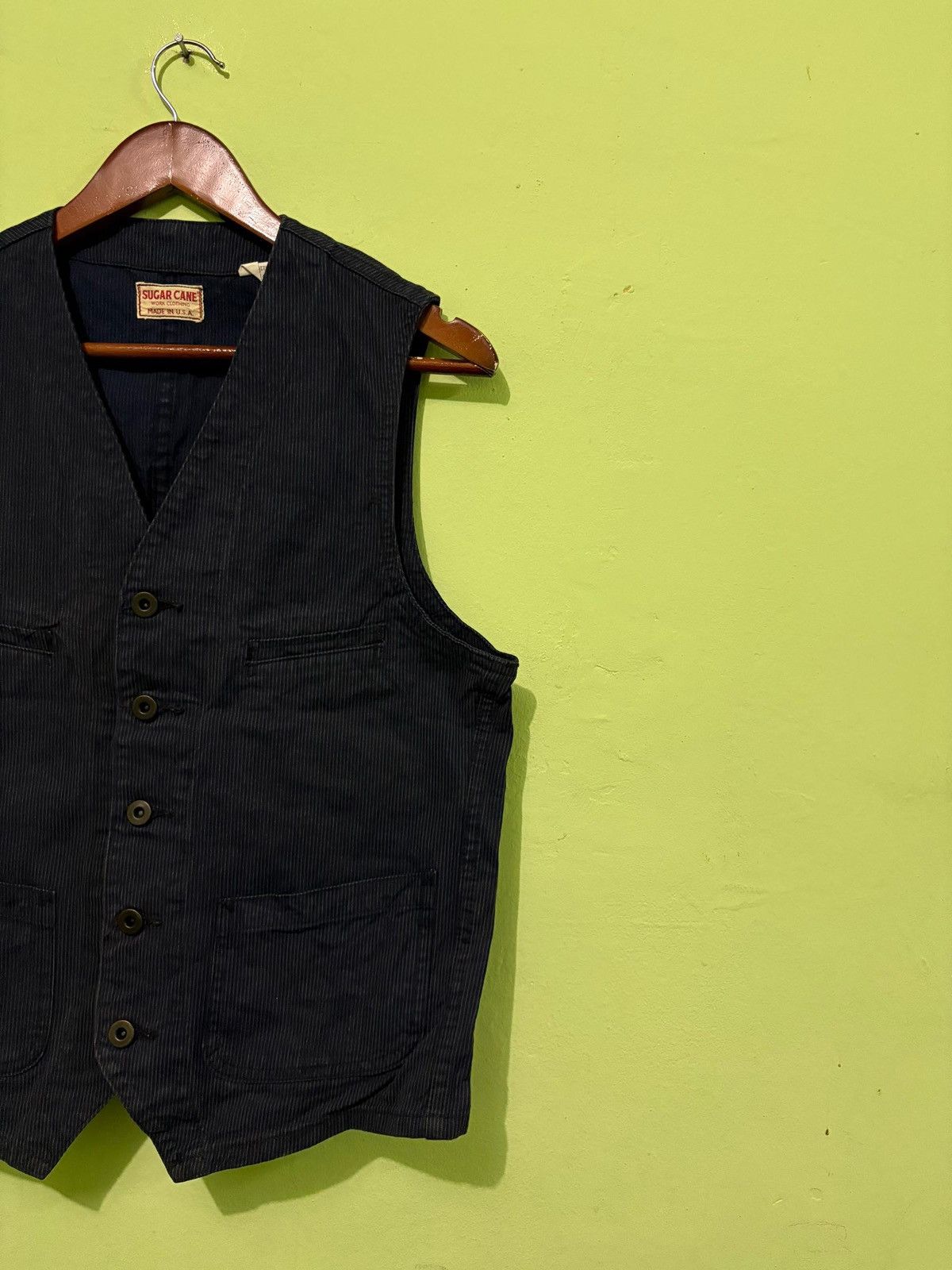 Sugar Cane Vtg 90s Sugar Cane Stripe Vest Worker Clothing Made In USA Size US M / EU 48-50 / 2 - 3 Thumbnail