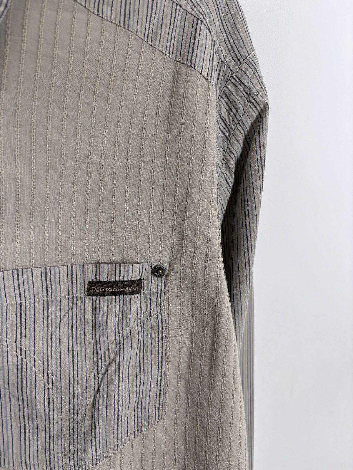 Dolce & Gabbana Dolce & Gabbana Vintage Men’s Beige Striped Button Up Shirt Size US XL / EU 56 / 4 - 5 Thumbnail
