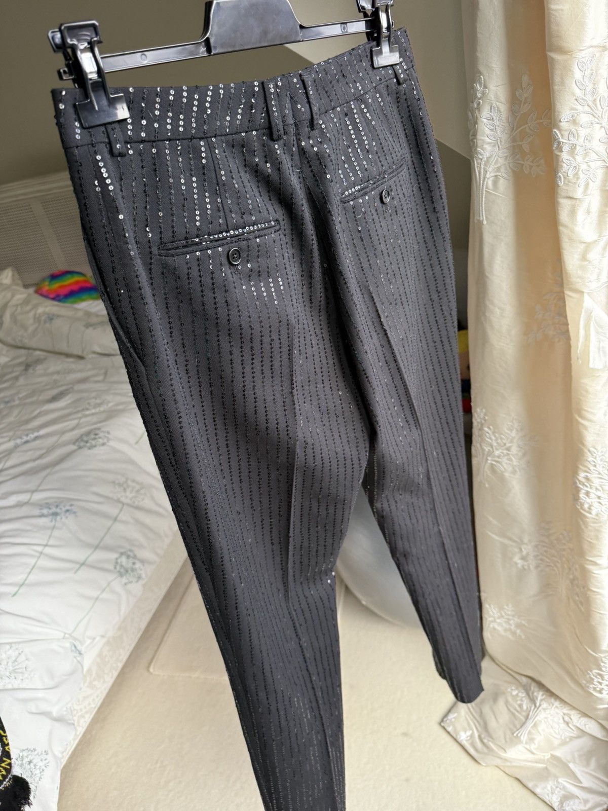 Celine SS23 Celine sequin Hedi Slimane tuxedo pants trousers 48 Size 38L - 19 Thumbnail