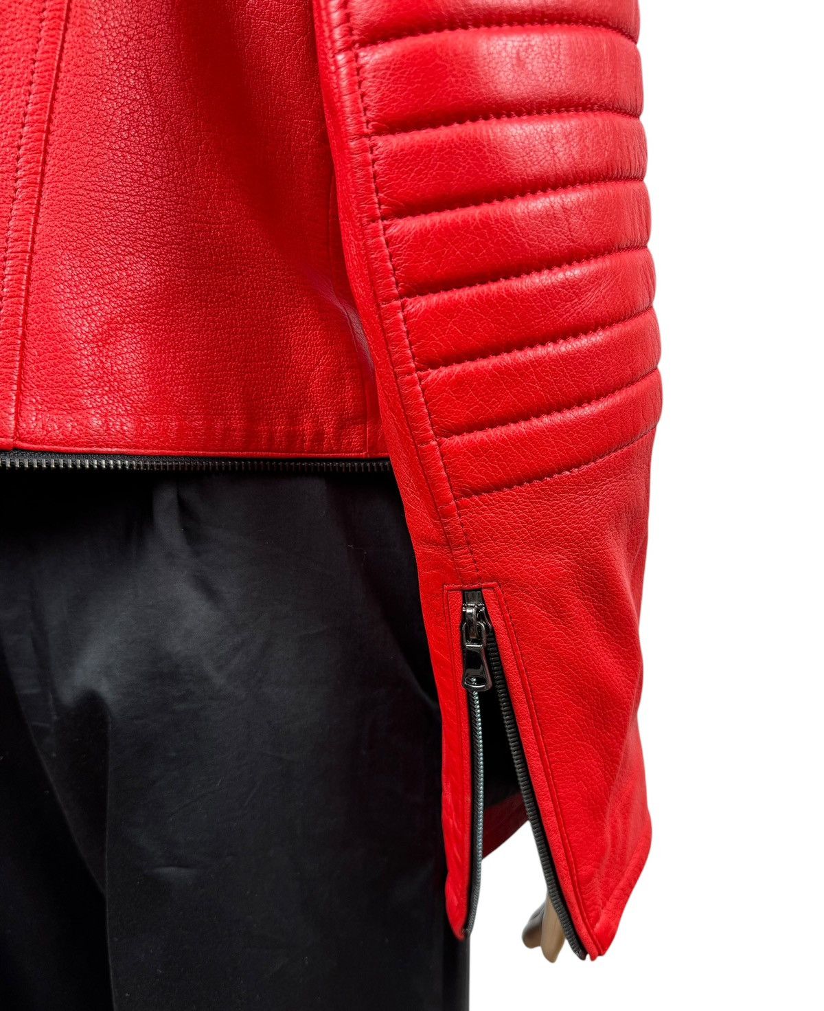 Designer Punto Genuine Leather Biker Jacket Italy size US10 IT46 Size L / US 10 / IT 46 - 13 Thumbnail