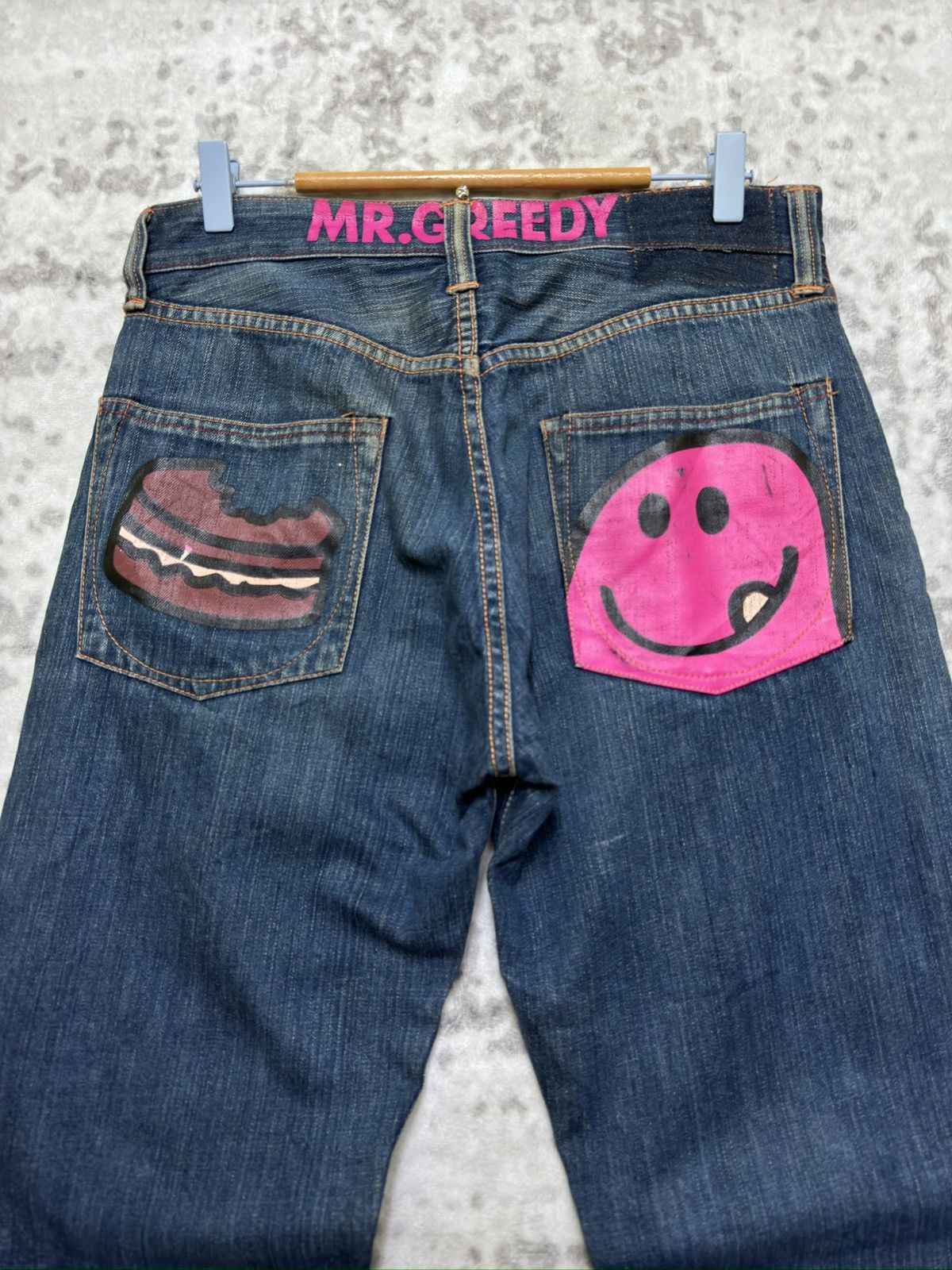 Hysteric Glamour Vintage Mr. Greedy Daicock Distressed Graphic Denim Jeans Size US 30 / EU 46 - 7 Thumbnail