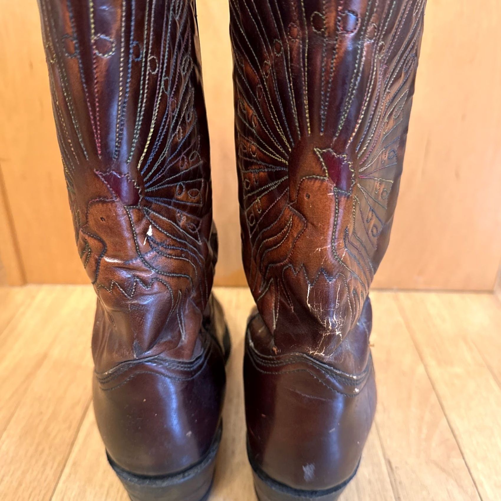 Vintage VINTAGE Texas Cowboy Boots Patent Thunderbird Peacock Stitching Leather Upper Leather Boot Size 9D Mens Brown Western Cowboy Boots Size US 9 / EU 42 - 7 Thumbnail