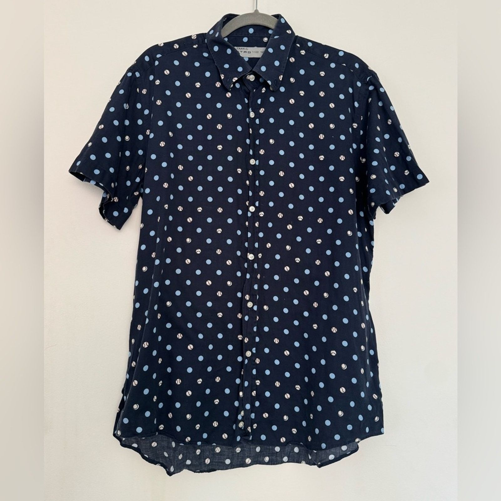 Etro Etro Men's Navy Baseball Inspired Polka Dot Shirt Size US M / EU 48-50 / 2 - 1 Thumbnail