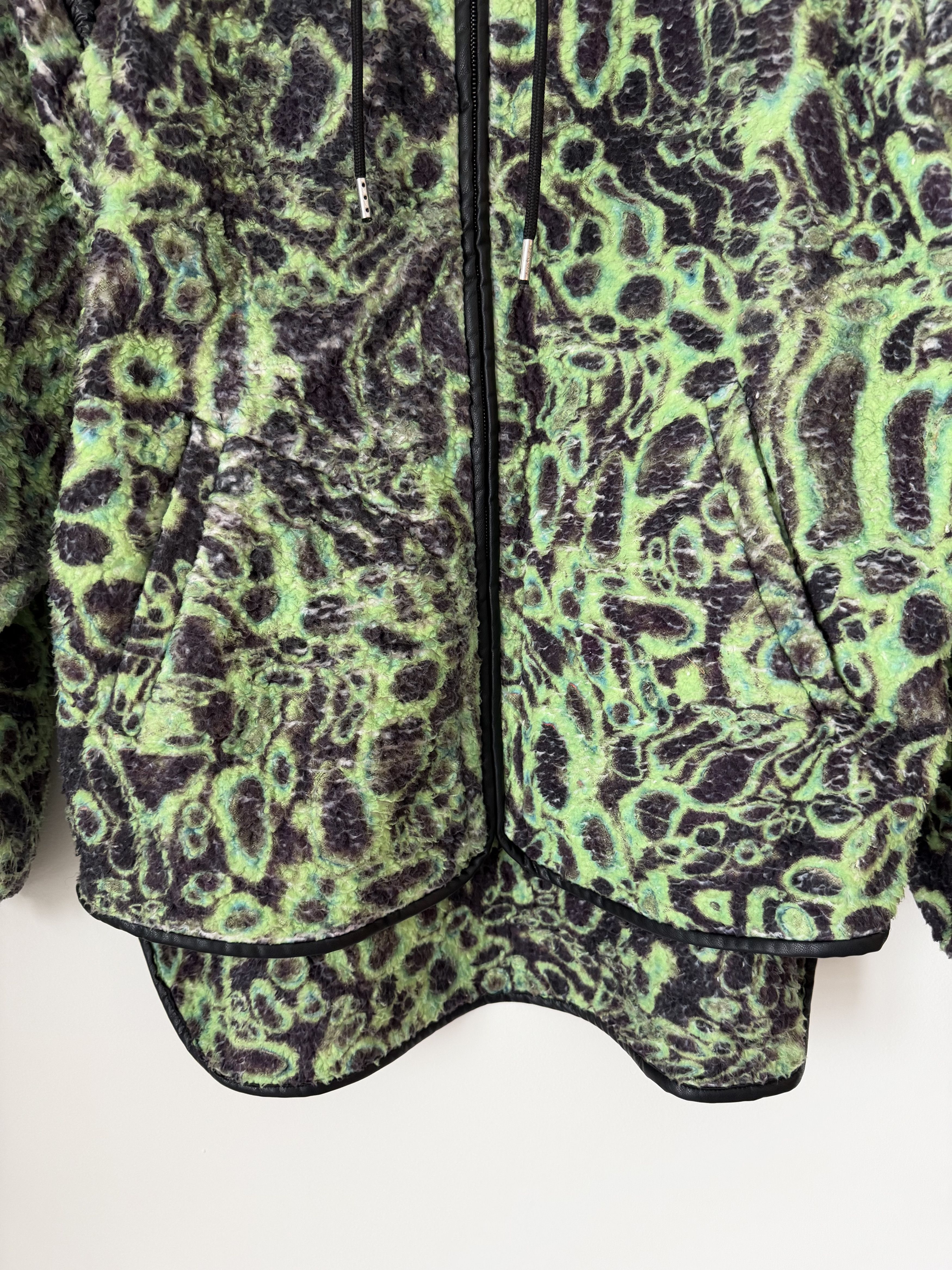 Acne Studios Acne Studios Odovo Coated Soft Teddy Jacket in Green Black Size US S / EU 44-46 / 1 - 3 Thumbnail