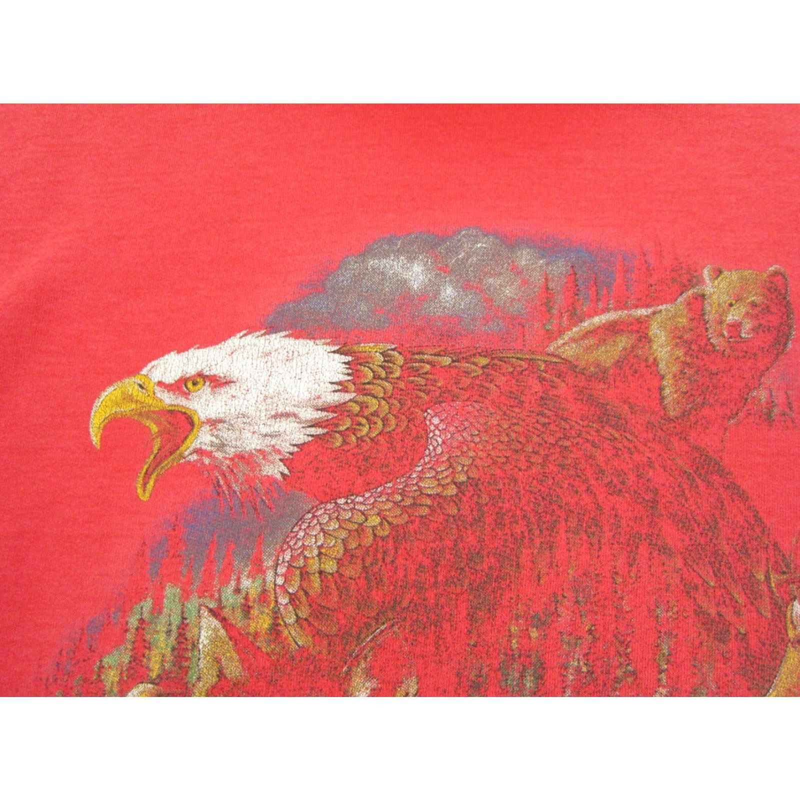 Vintage VINTAGE Eagle Bear Wolf Hoodie Mens XL Red 90s Pullover Sweatshirt Size US XL / EU 56 / 4 - 3 Thumbnail