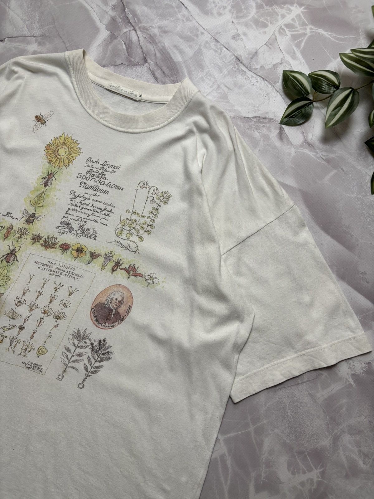 Vintage Rare VTG Linnaeus Methodus Plantarum Tee Lotta Dale Science Size US L / EU 52-54 / 3 - 3 Thumbnail
