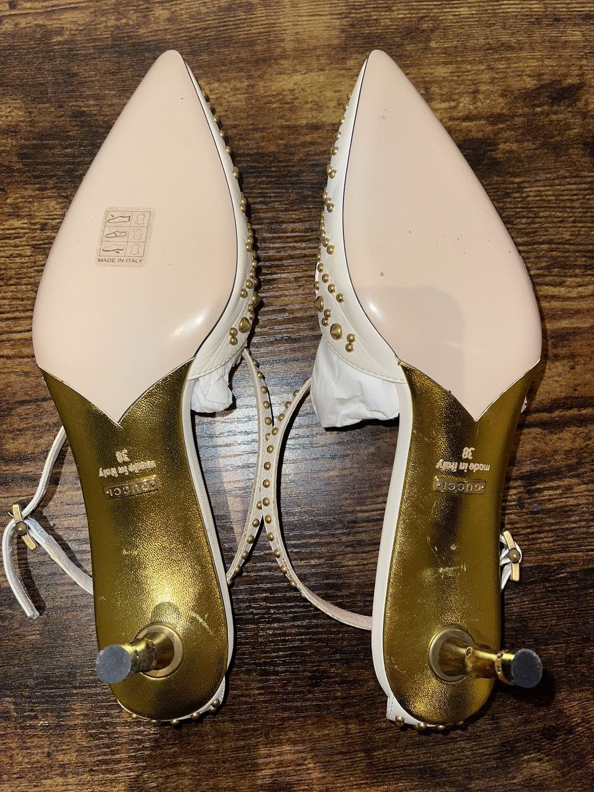 Gucci Gucci Gold Stud UNIA Kitten Heels Size US 8 / IT 38 - 3 Thumbnail
