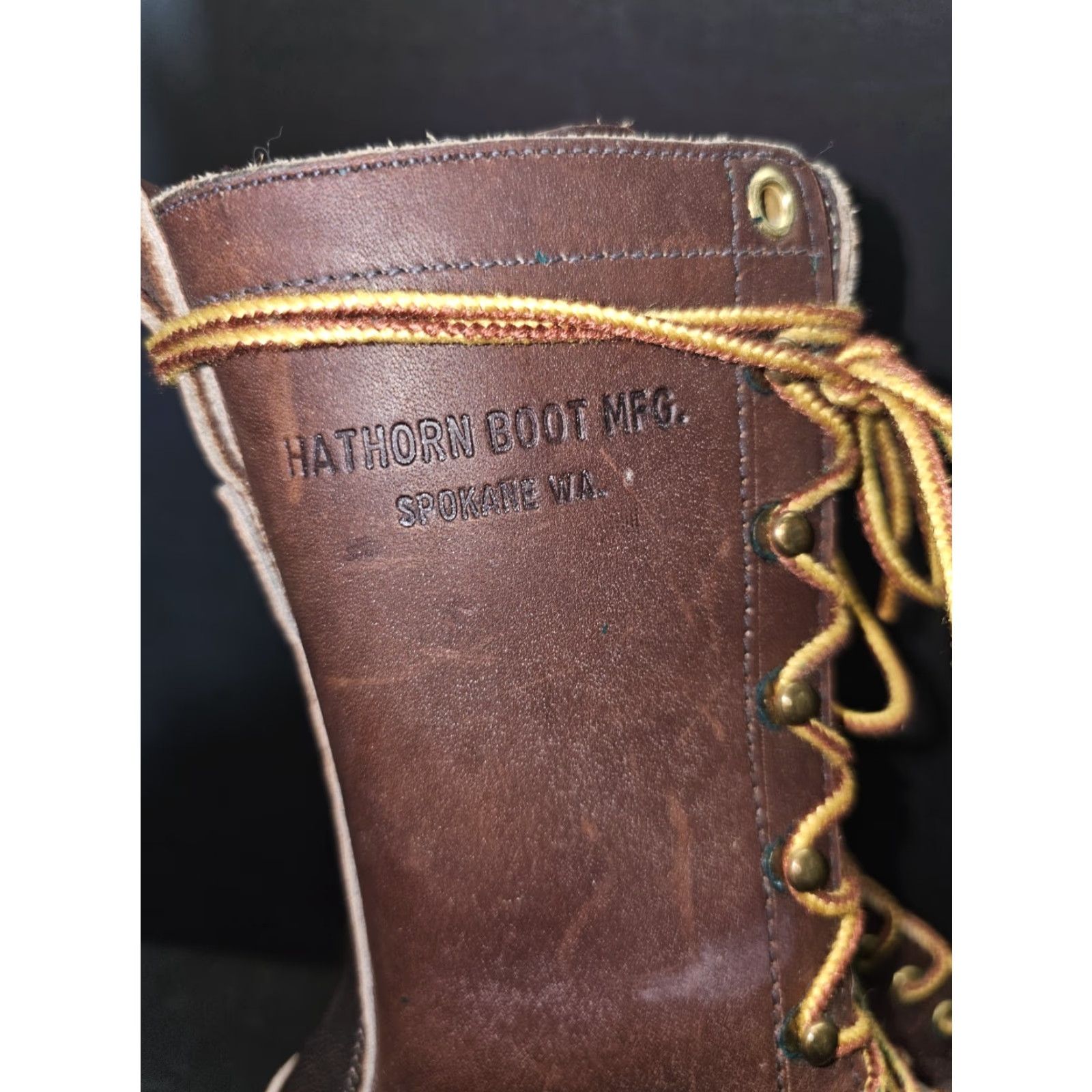 Vintage Hathorn Boot Mfg White's Brown Leather Packer Logger Style Boots Mens Sz 4 1/2 D Lace-Up Calf High - Leather, Arch Support, Slip Resistant, Button Up? Size US 5 / EU 37 - 2 Thumbnail