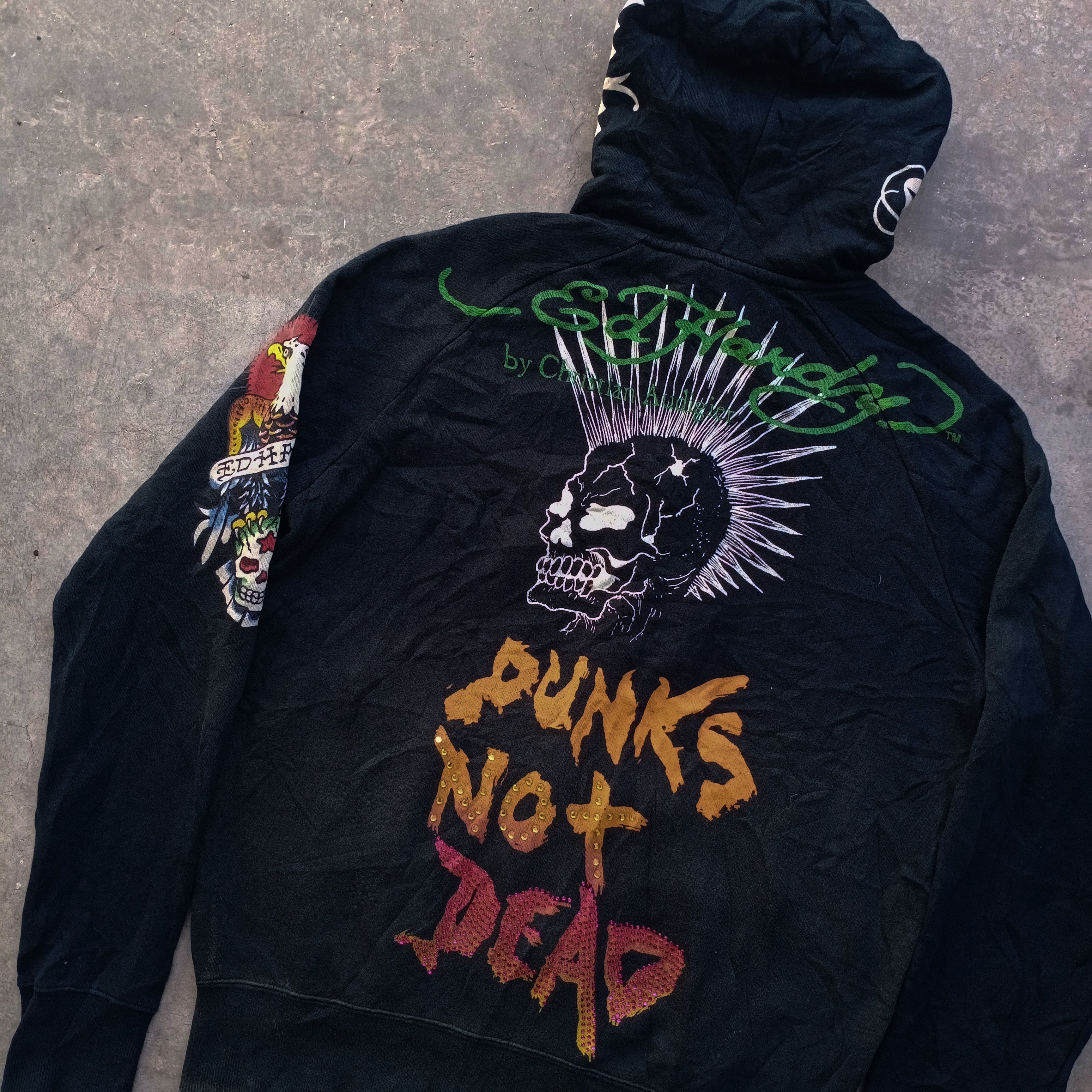 Christian Audigier Rare Vintage Ed Hardy Punks Not Dead Destroy Hoodie Size US S / EU 44-46 / 1 - 8 Thumbnail