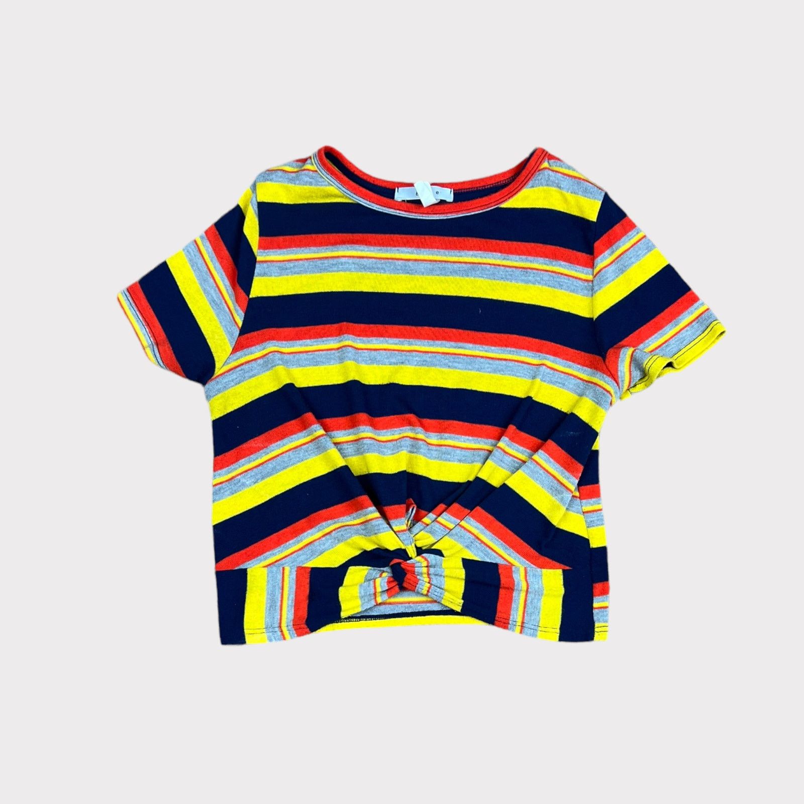 Nordstrom Gaze | Knotted Hemline Cropped Striped Retro Top | Medium Size M / US 6-8 / IT 42-44 - 1 Thumbnail