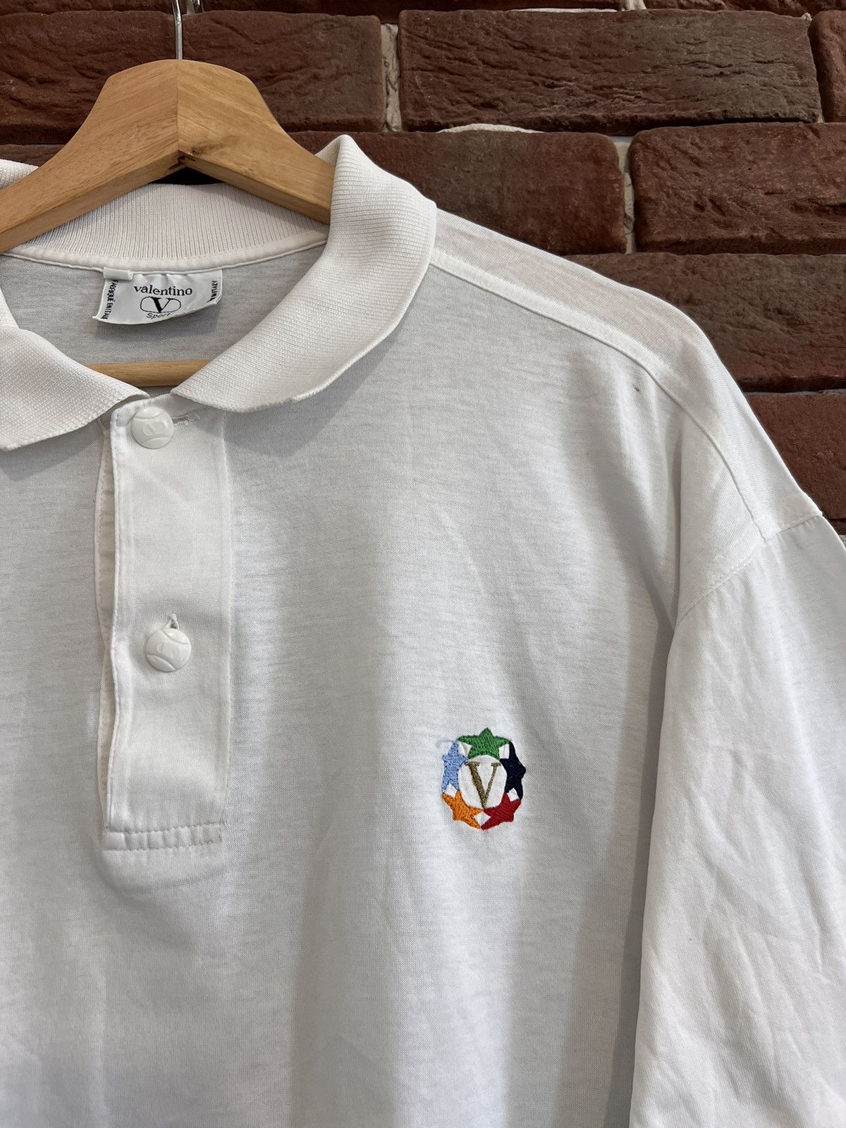 Valentino Valentino Sport 80s Logo Polo Shirt White XL designer Rare Size US XL / EU 56 / 4 - 3 Thumbnail