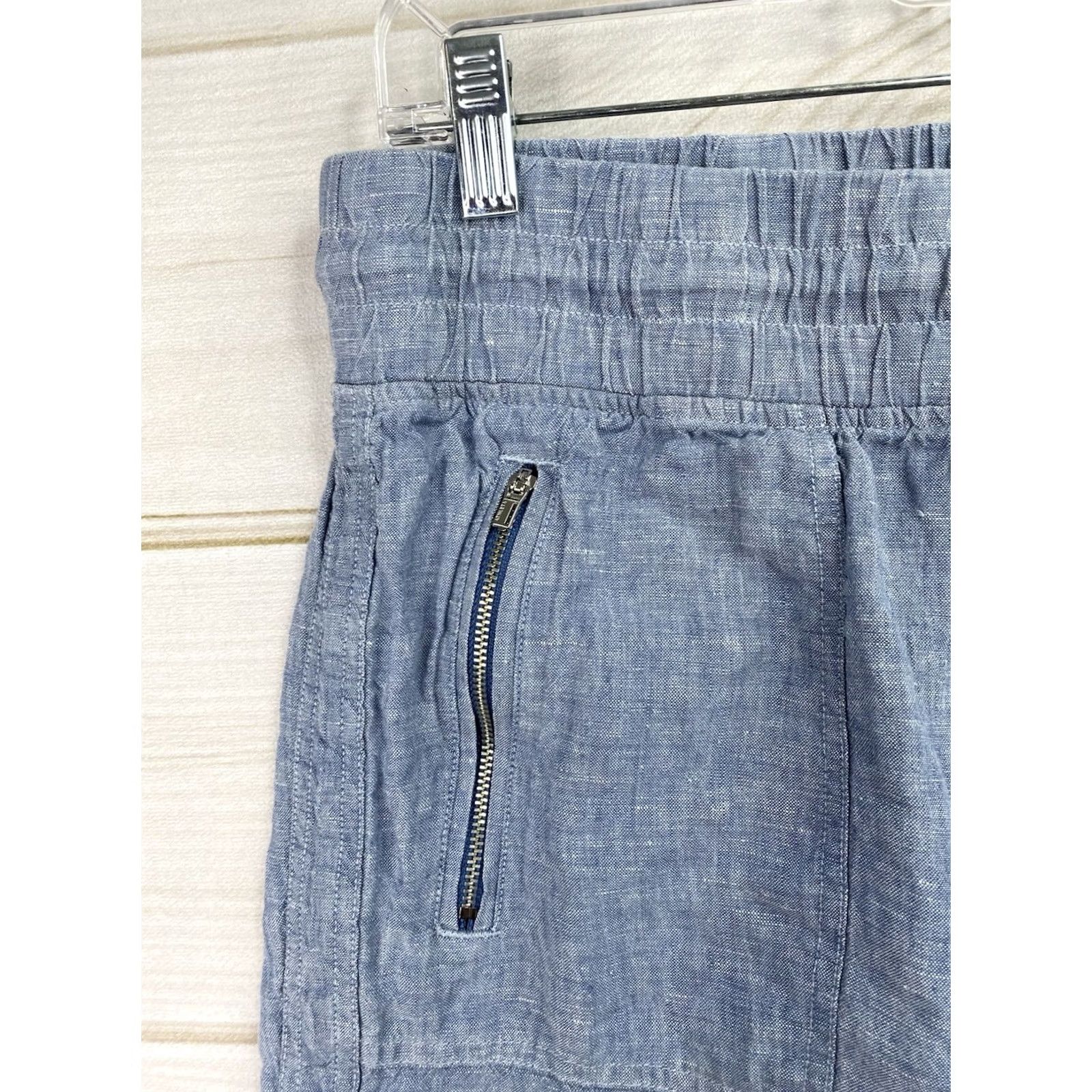 Athleta Athleta Cabo Pants Women's 10 Chambray Linen Jogger Tapered Inseam 27 in Blue Pockets Athletic City Outdoor Size 32" / US 10 / IT 46 - 2 Thumbnail