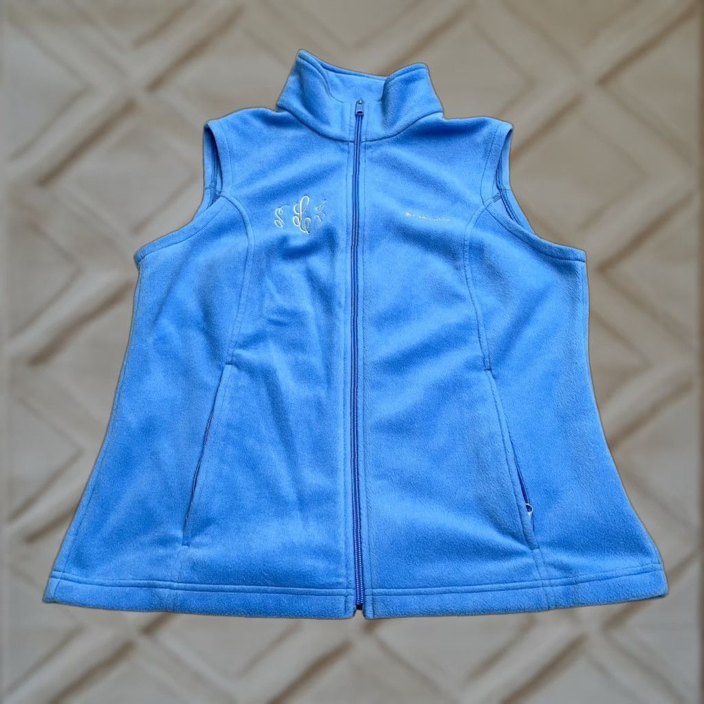 Vintage Columbia Vest Womens Large Benton Springs Blue Full Zip Pockets Fleece Vest Outdoor Jacket Bodywarmer Regular Care: Machine Washable Size L / US 10 / IT 46 - 1 Thumbnail