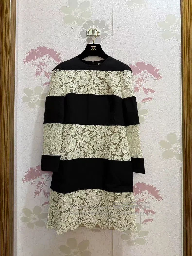Valentino Valentino Black and white patchwork lace dress | Grailed
