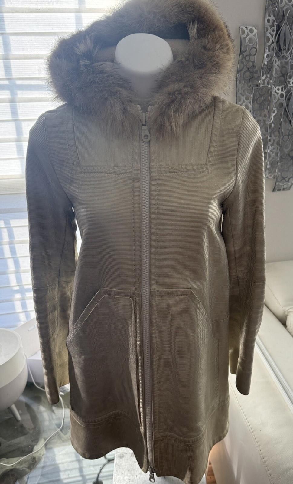 Marc Jacobs Marc Jacobs Golden Leather Fur Zip Hooded Coat Made USA SzXS Size XS / US 0-2 / IT 36-38 - 3 Thumbnail