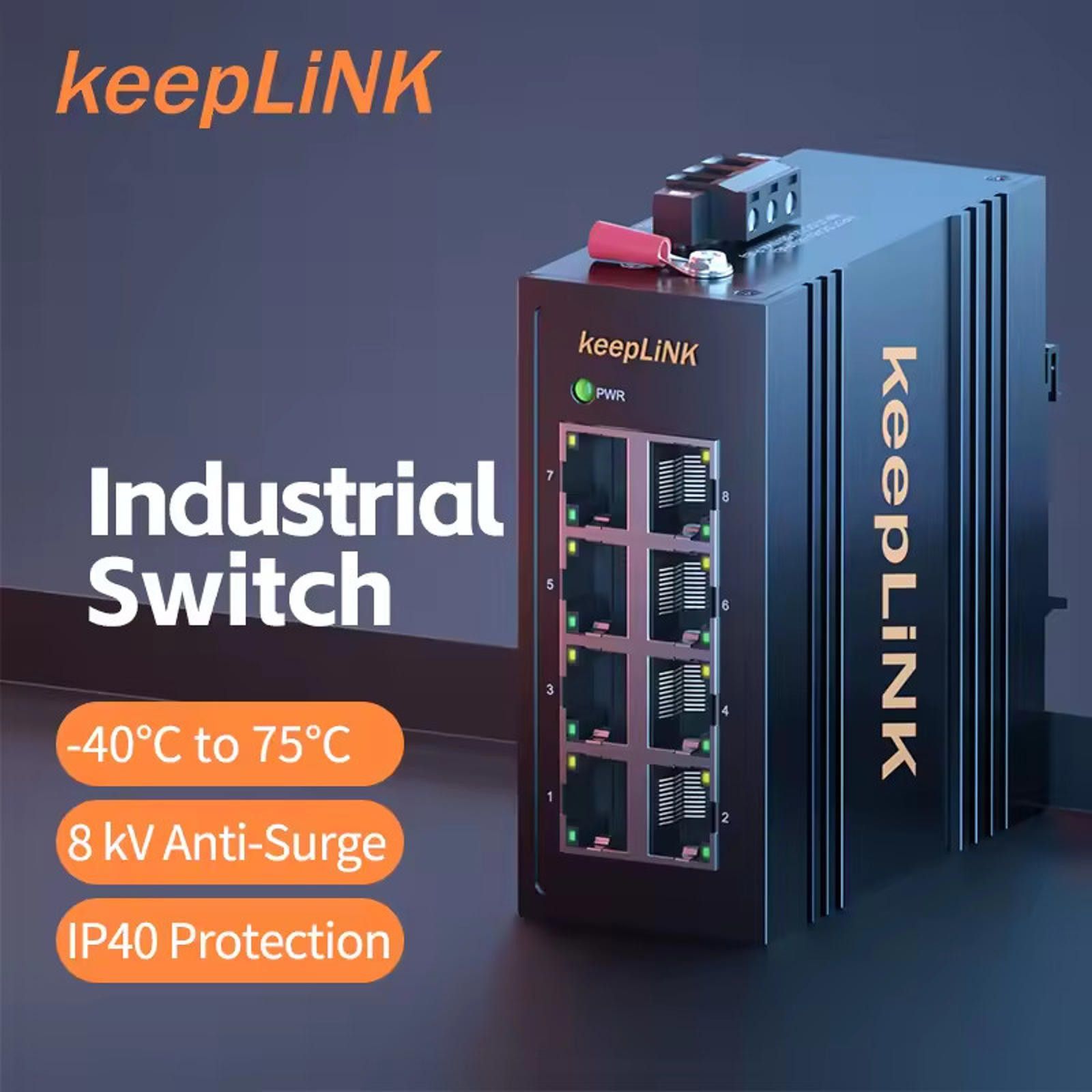 Keeping NY Everywhere 8-Port Industrial Ethernet Switch, Keeplink Kp-9000-45-5tp Size ONE SIZE - 1 Thumbnail