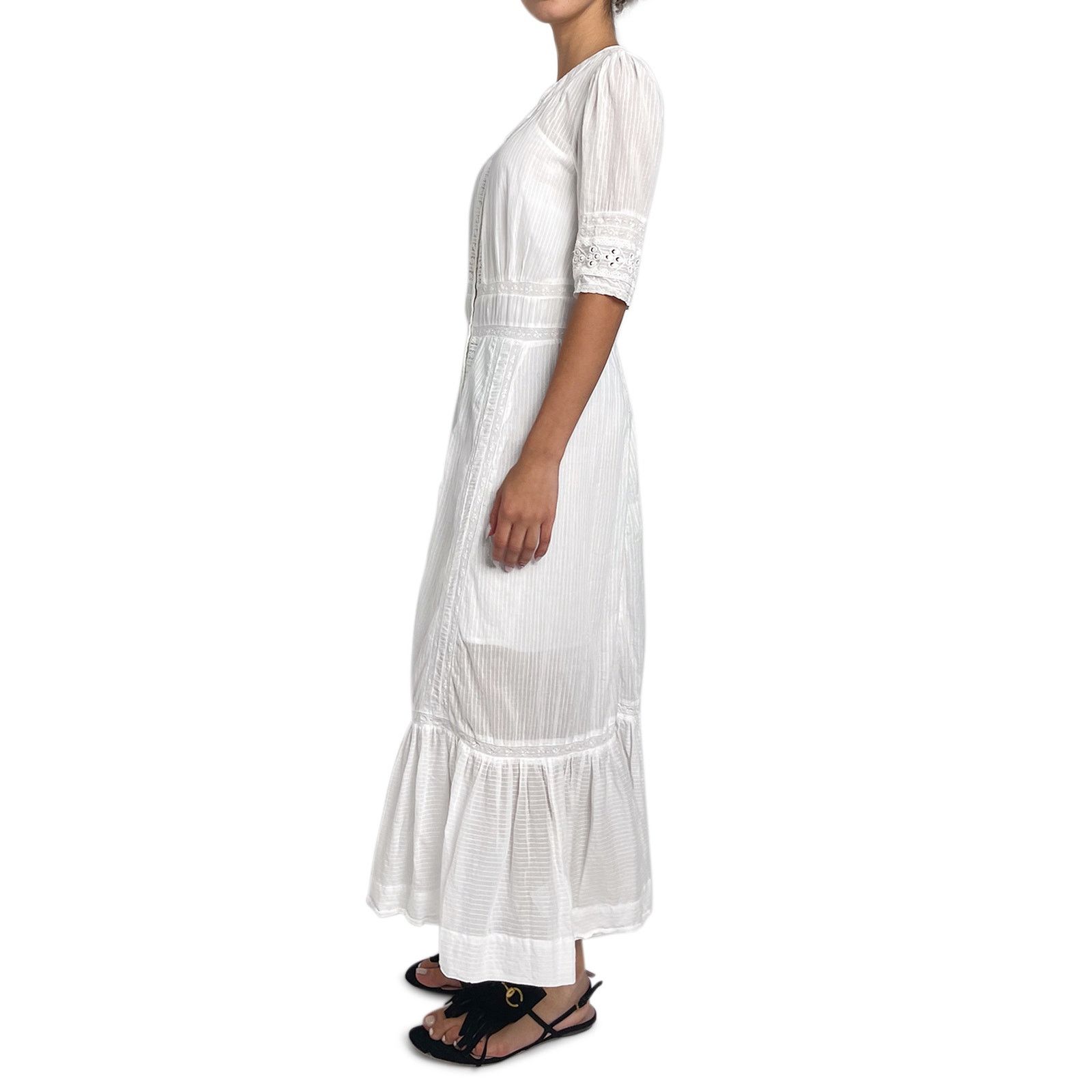 Maje White Long Sleeve Broderie Dress Size 4XL / US 24-26 - 3 Thumbnail