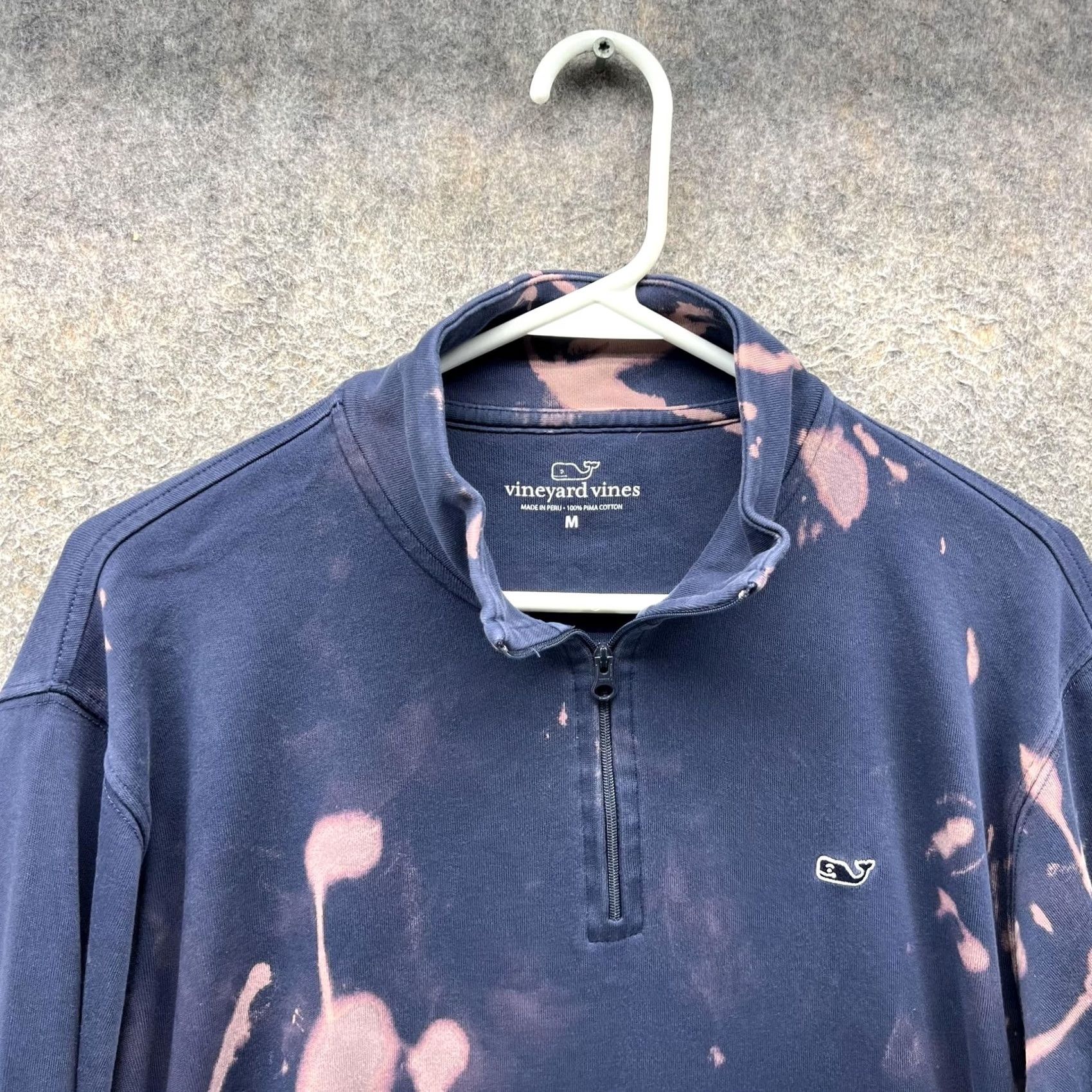 Vineyard Vines Vineyard Vines Sweatshirt Quarter Zip Mens M Navy Bleach Dye Pullover Size US M / EU 48-50 / 2 - 7 Thumbnail