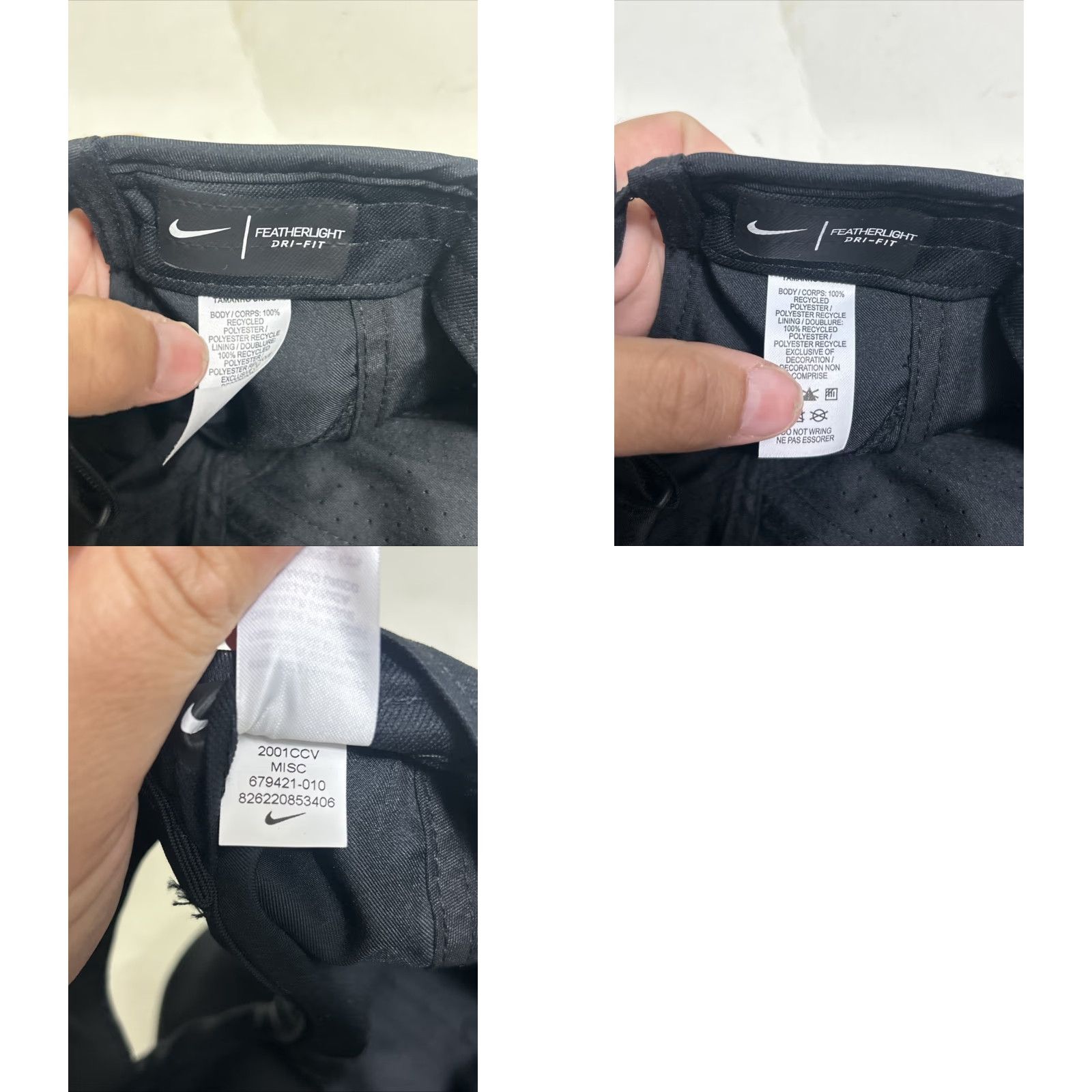 Nike NIKE Dri-Fit Feather Light Hat Cap BLACK/WHITE 679421-010 Running Tennis Logo Hat Unisex Adults Adjustable Black Mens Womens Size ONE SIZE - 10 Thumbnail