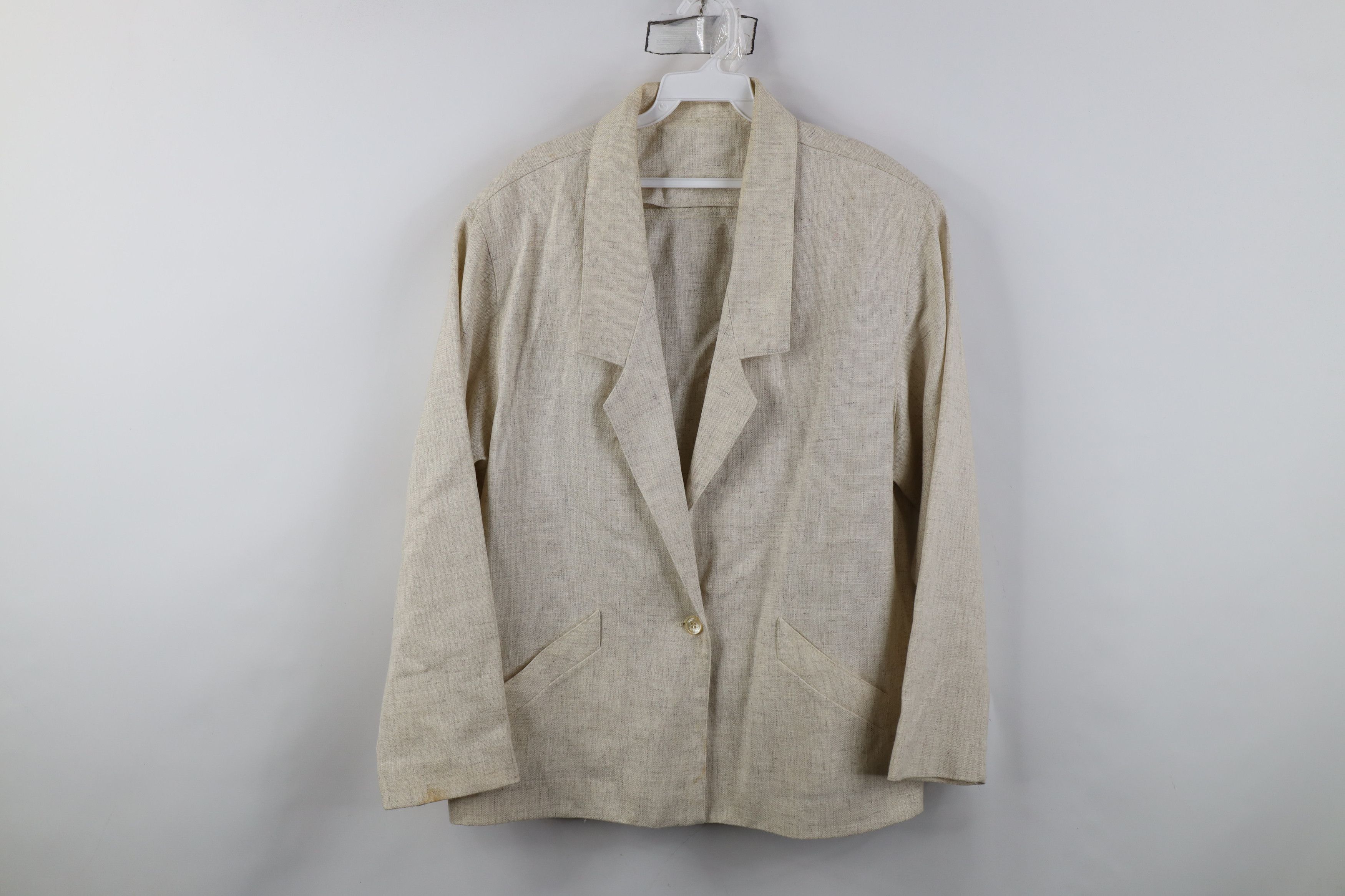Vintage Vintage 60s Streetwear Flax Linen Blazer Jacket USA Size XXL / US 16-18 / IT 52-54 - 1 Thumbnail