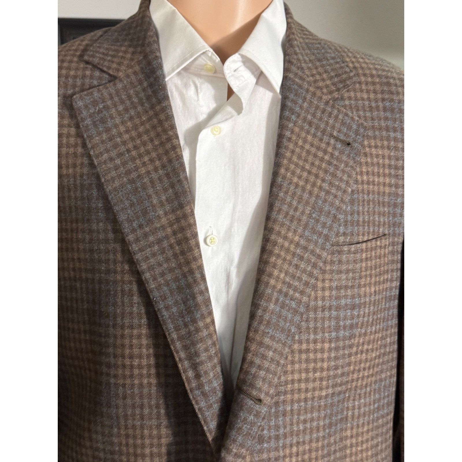 Brunello Cucinelli Brunello cucinelli Brown Rust Checked Blazer Tweed Cashm 40R Size 40R - 6 Thumbnail