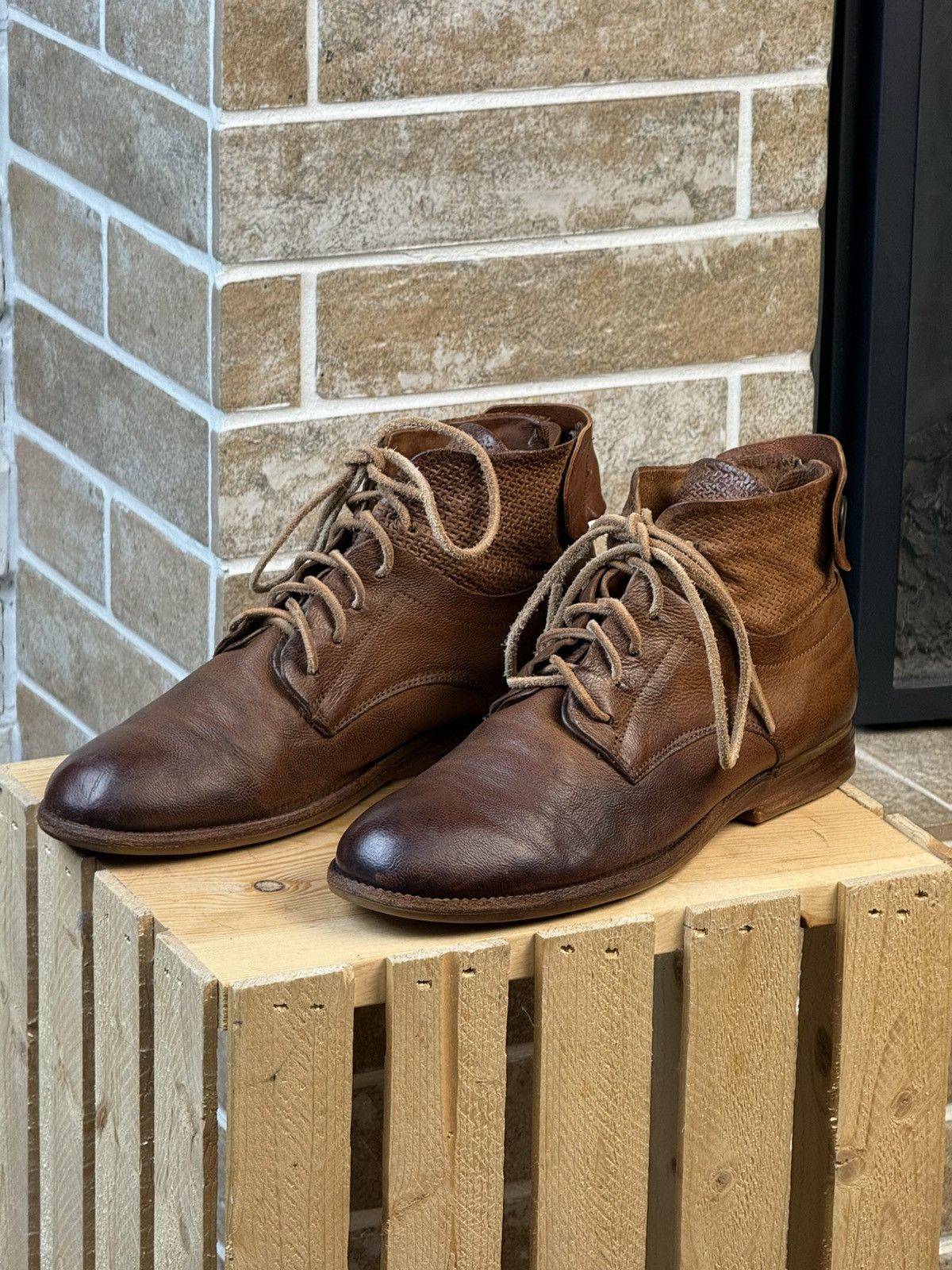 A.S.98 × Vintage A.S 98 Airstep Brown Leather Zip Biker Avant Gard Boots Size US 9 / IT 39 - 1 Thumbnail