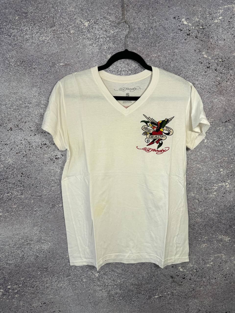Vintage Ed Hardy Made In USA White Tee Logos small Size S / US 4 / IT 40 - 1 Thumbnail