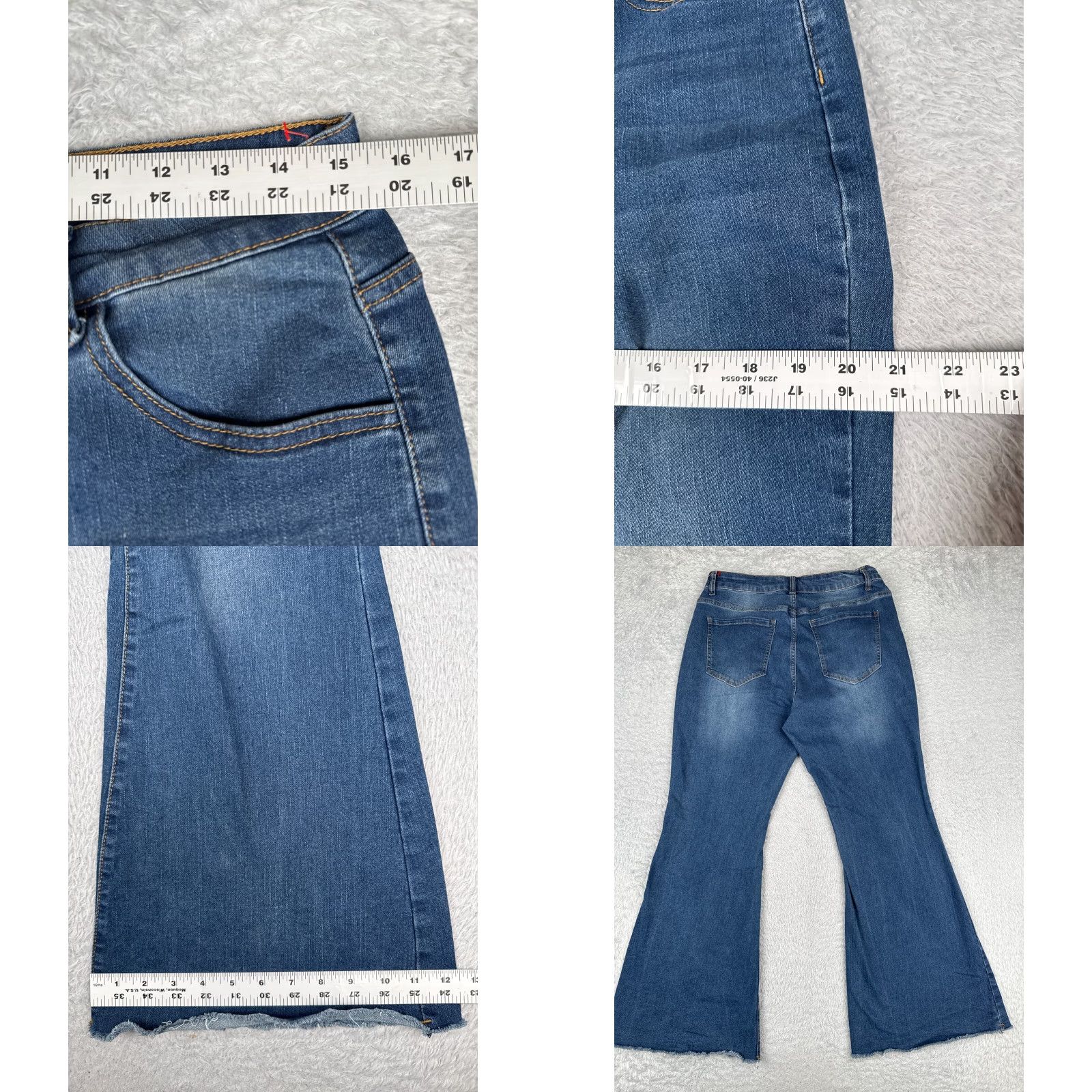 Shein Shein Jeans Women Extra Large Blue Denim Wide Flare High Rise Cotton 31x29 Size 40" / US 18 - 9 Thumbnail