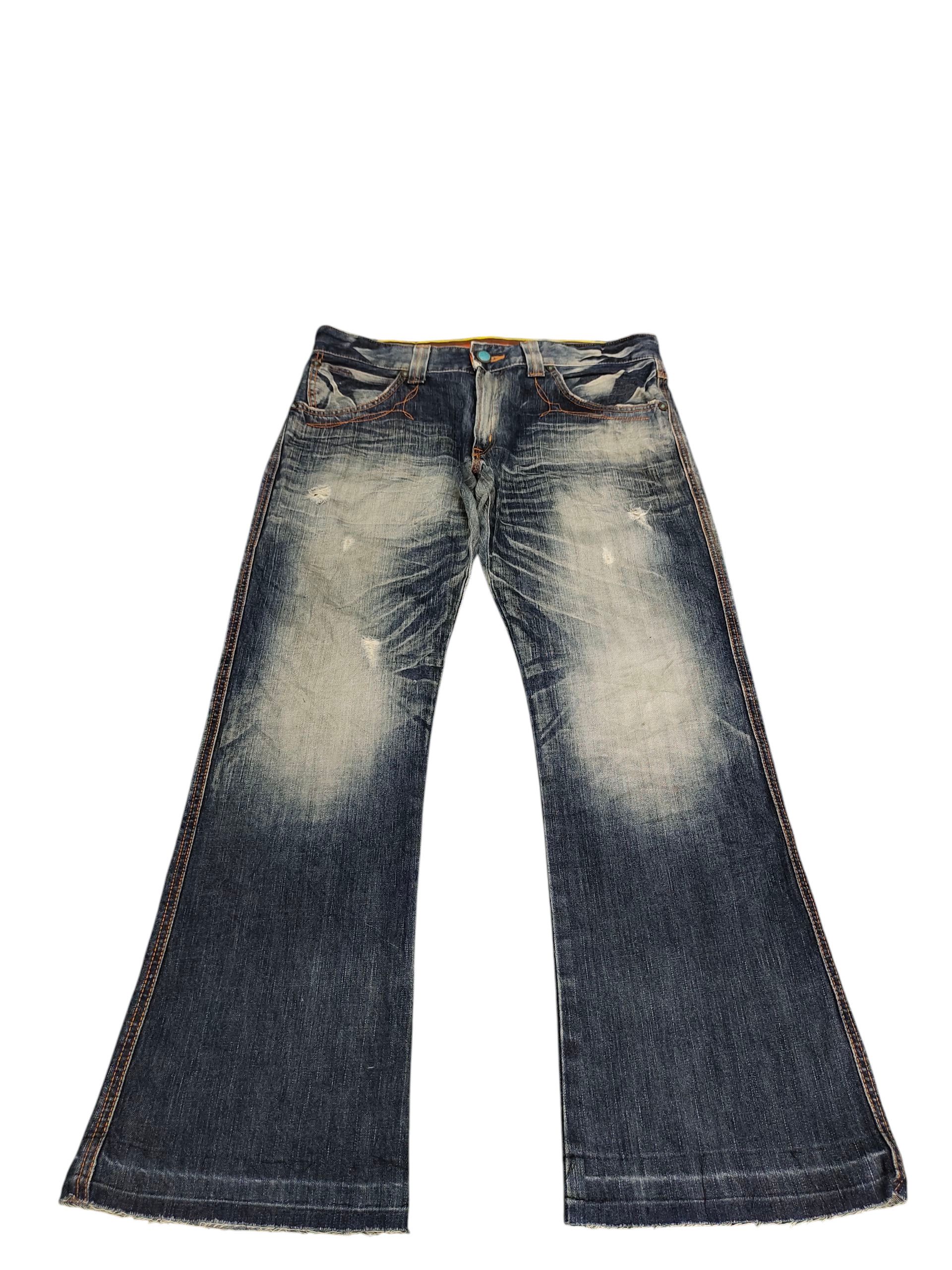 If Six Was Nine Flare Jeans Edwin Blue Trip Bullhead Distress Bootcut Y2k Size US 34 / EU 50 - 7 Thumbnail