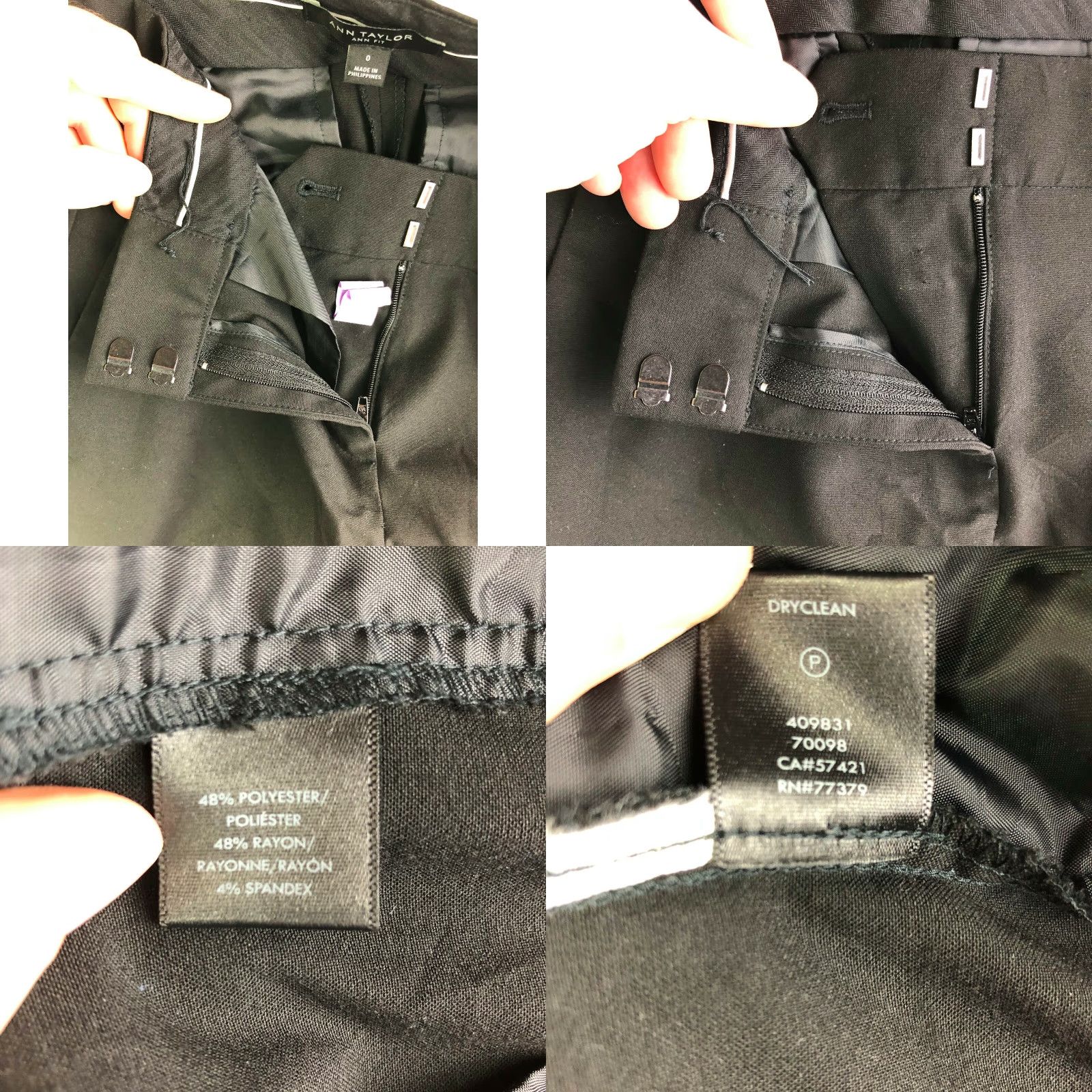 Ann Taylor Ann Taylor Ann Fit Black Slacks Dress Pants Womens Size 0 Polyester Rayon Spandex Slim Straight Leg Vintage No (if allowed) Size 25" / US 0 / IT 36 - 8 Thumbnail