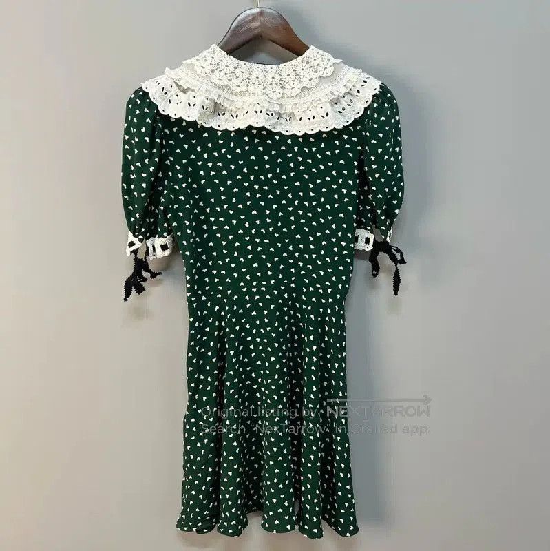 Miu Miu Miu Miu Green Silk Dress with White Collar . Size M / US 6-8 / IT 42-44 - 2 Thumbnail
