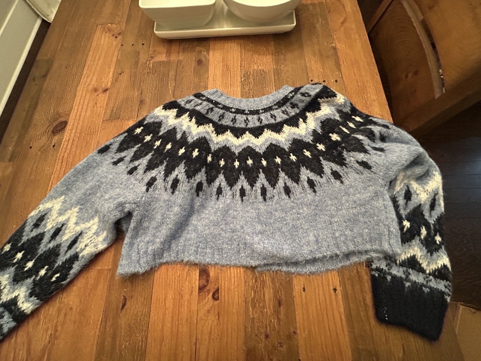 Anthropologie Anthropologie Blue Bling Fair Isle Cropped Sweater Rhineston Size ONE SIZE - 6 Thumbnail