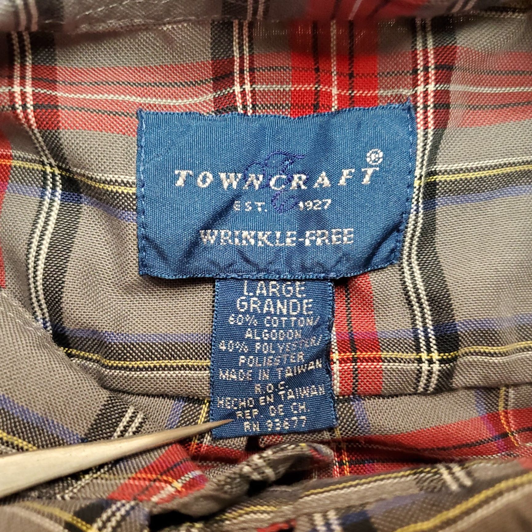 Vintage VINTAGE TownCraft Shirt Men L Gray Red Plaid Button Down Long Sleeve Casual Size US L / EU 52-54 / 3 - 3 Thumbnail
